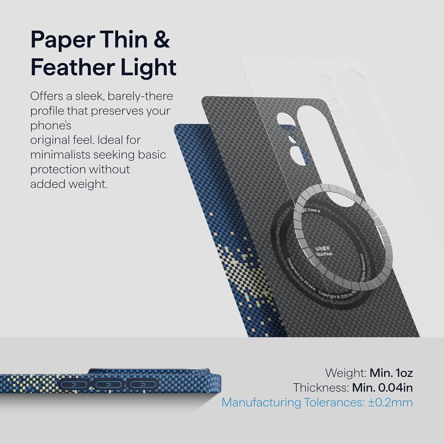Thumbnail 3 de pitaka S26 Ultra Case for Galaxy S26 Ultra (6.9 Inch) with Aaron Button — Ultra-Slim, 1500D Aramid Fiber