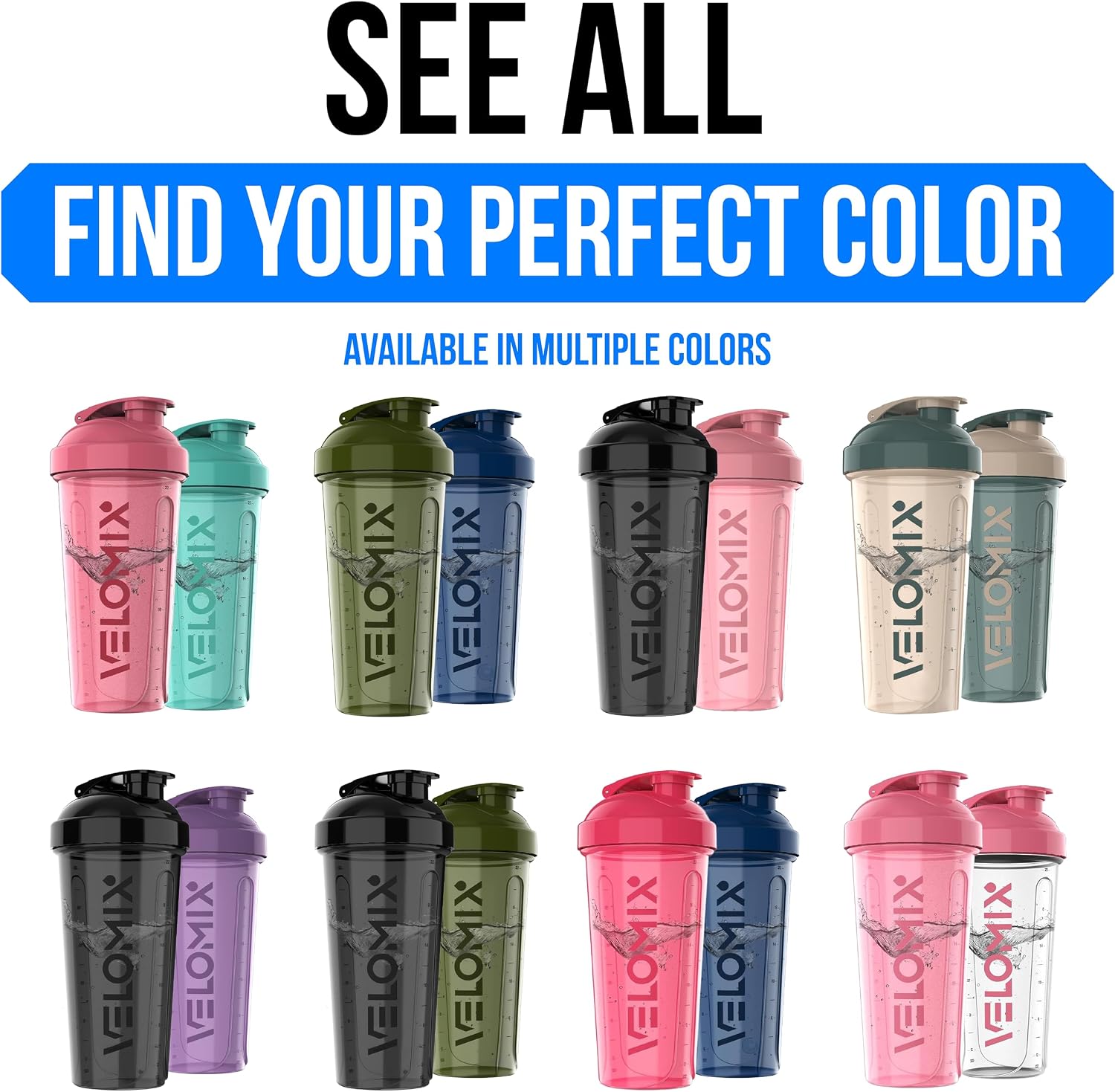 Thumbnail 6 de VELOMIX 2-Pack 28 oz Protein Shaker Bottles with Wire Whisk (Green/Black) – Leak-Proof & Durable