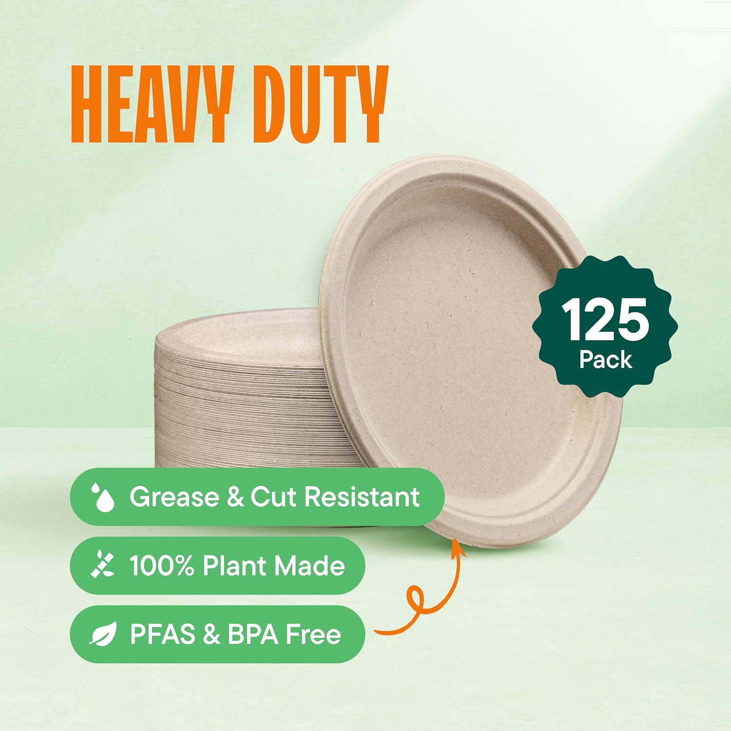 Detalle 2 de 100% Compostable Paper Plates 125-Pack 9" ๐ฝ