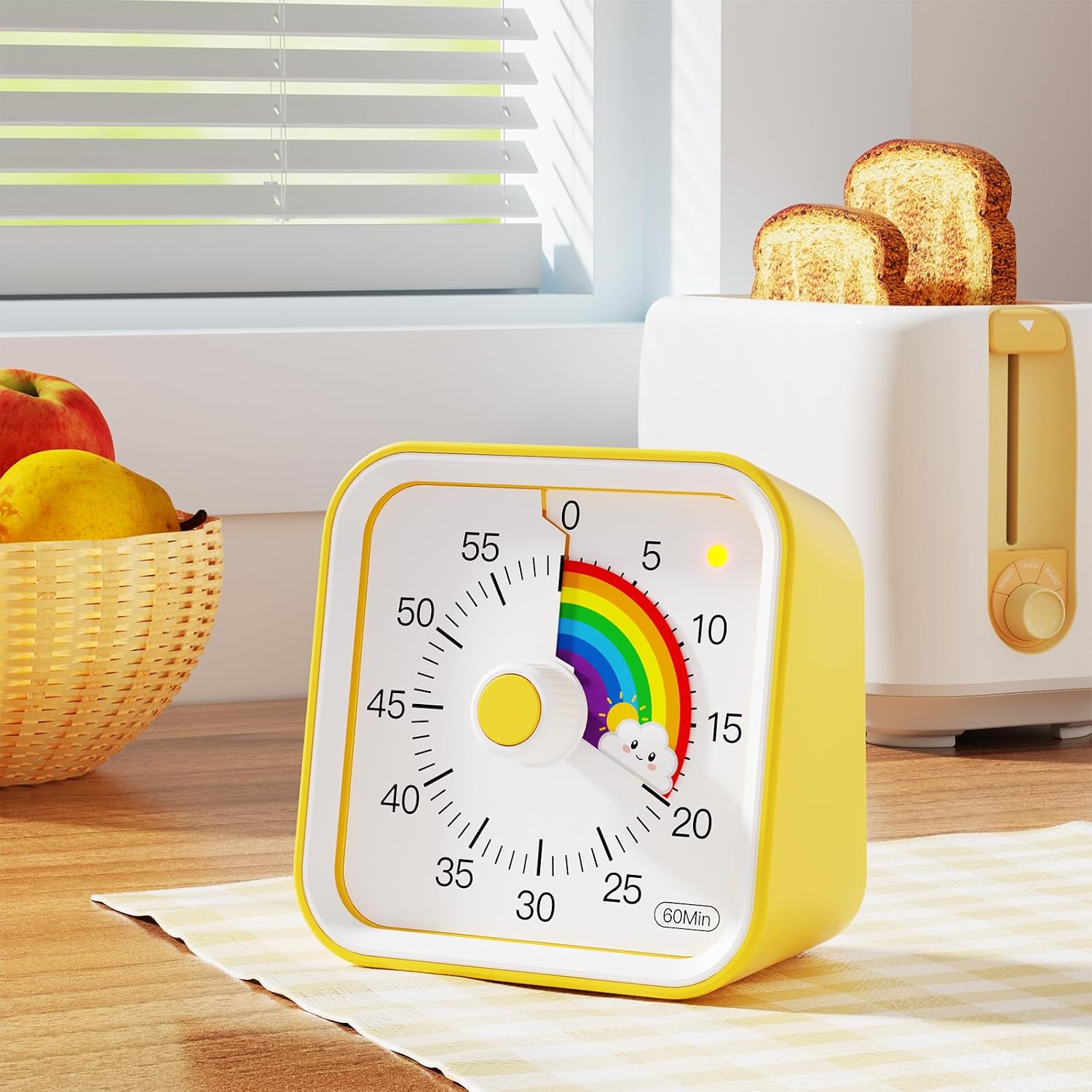 Detalle de Visual Timer for Kids with Pause Function – Rainbow Yellow