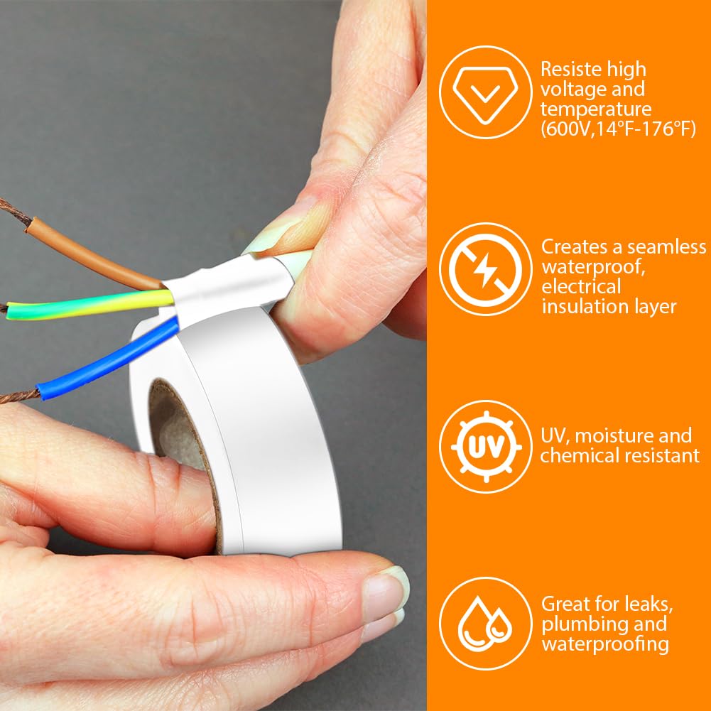 Detalle 2 de OFFCUP Electrical Insulation Tape, 6 White PVC Rolls, 19 mm x 20 m