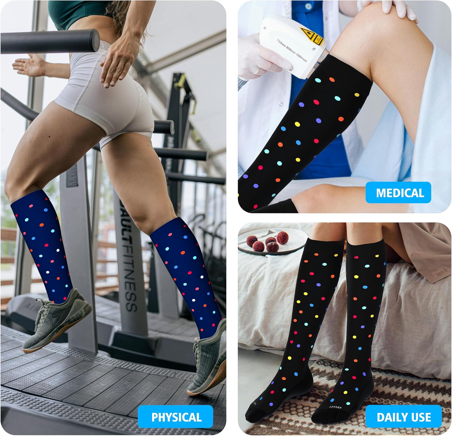 Thumbnail 6 de LEVSOX Thick Cotton Compression Socks 20-30mmHg