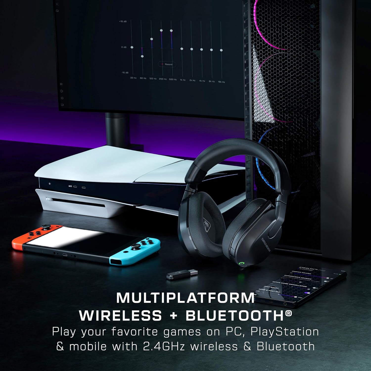 Thumbnail 1 de Turtle Beach Stealth 600 PC kabelloses Gaming-Headset mit Bluetooth, 80 Std. Akku und 50-mm-Treibern (PC/PS5/PS4) – Schwarz