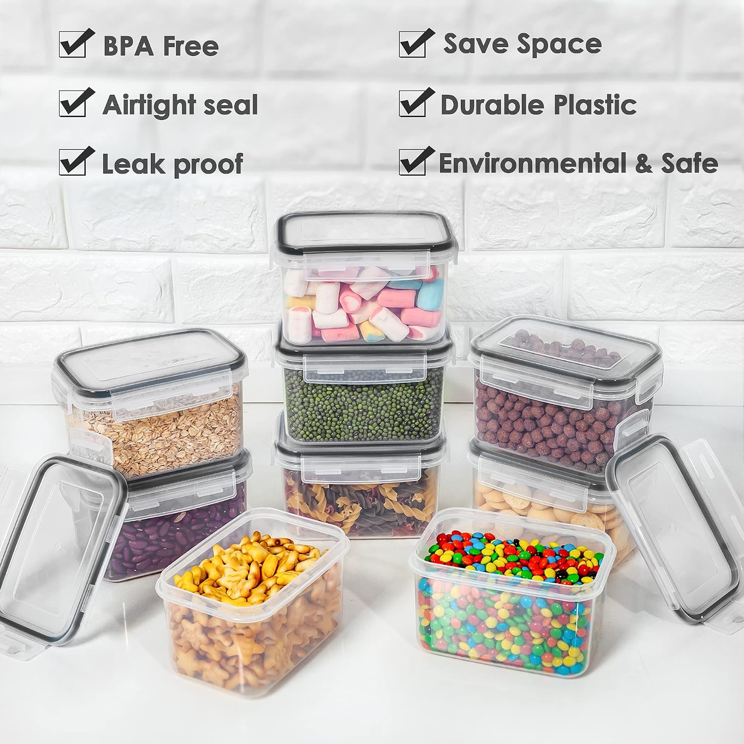 Detalle de Vtopmart Vorratsdosen-Set 0,8 L (BPA-frei), luftdichte Schüttdosen für Müsli & Trockenware – Set mit Etiketten
