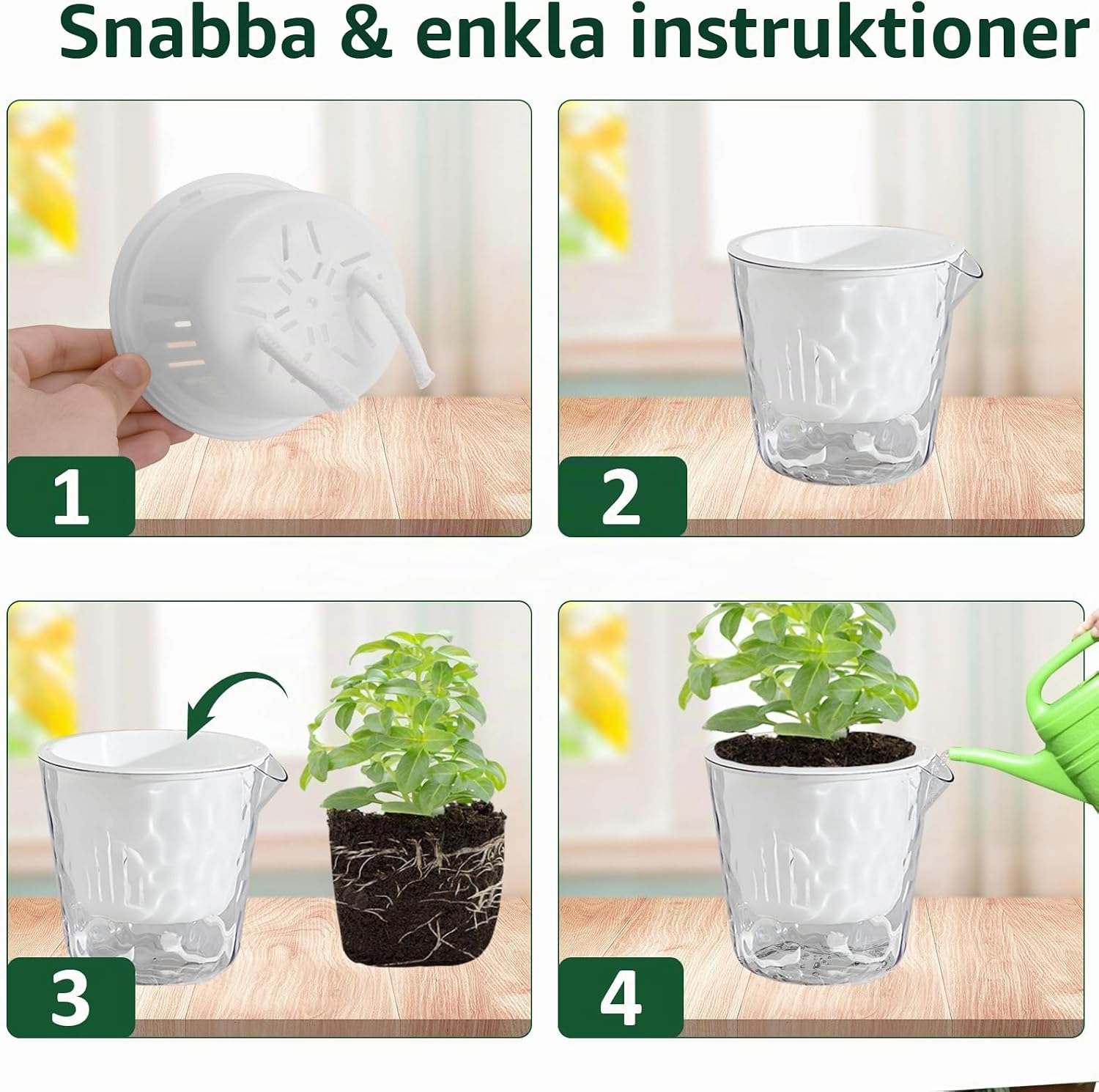 Thumbnail 6 de Rodison RDS020-WH självvattnande krukor, 18 cm, kristallin isoptik, 4-pack