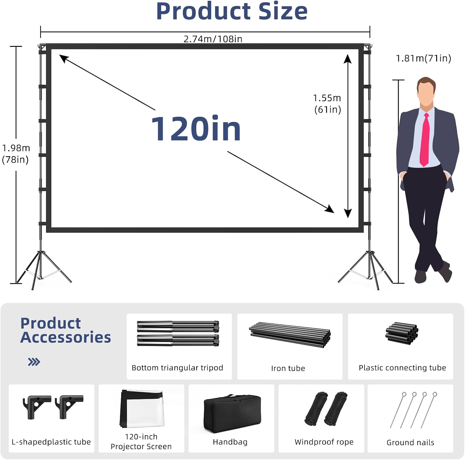 Thumbnail 4 de Vamvo 120" Outdoor Projector Screen