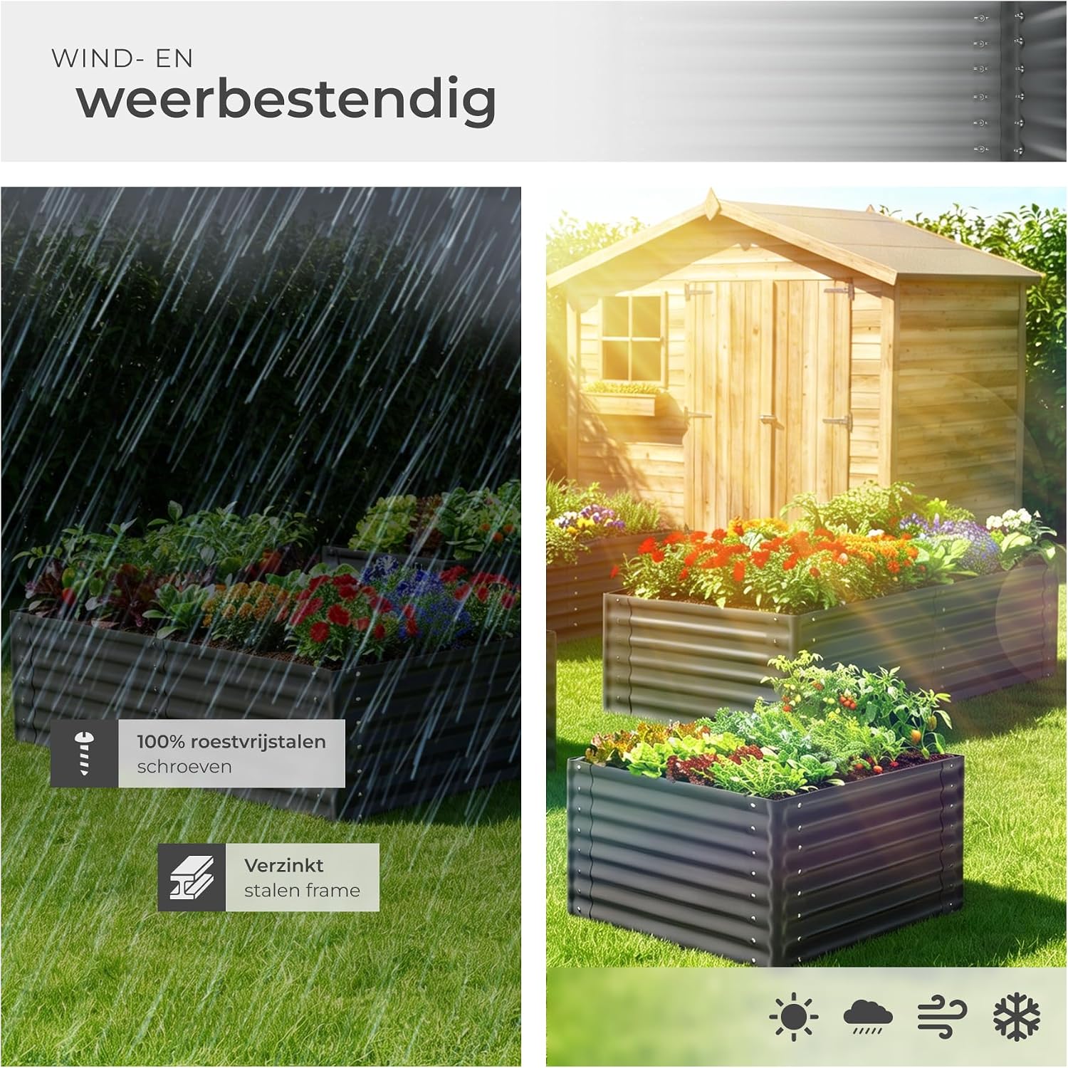 Thumbnail 6 de tectake 406437 verhoogde plantenbak van verzinkt staal, 1200 liter