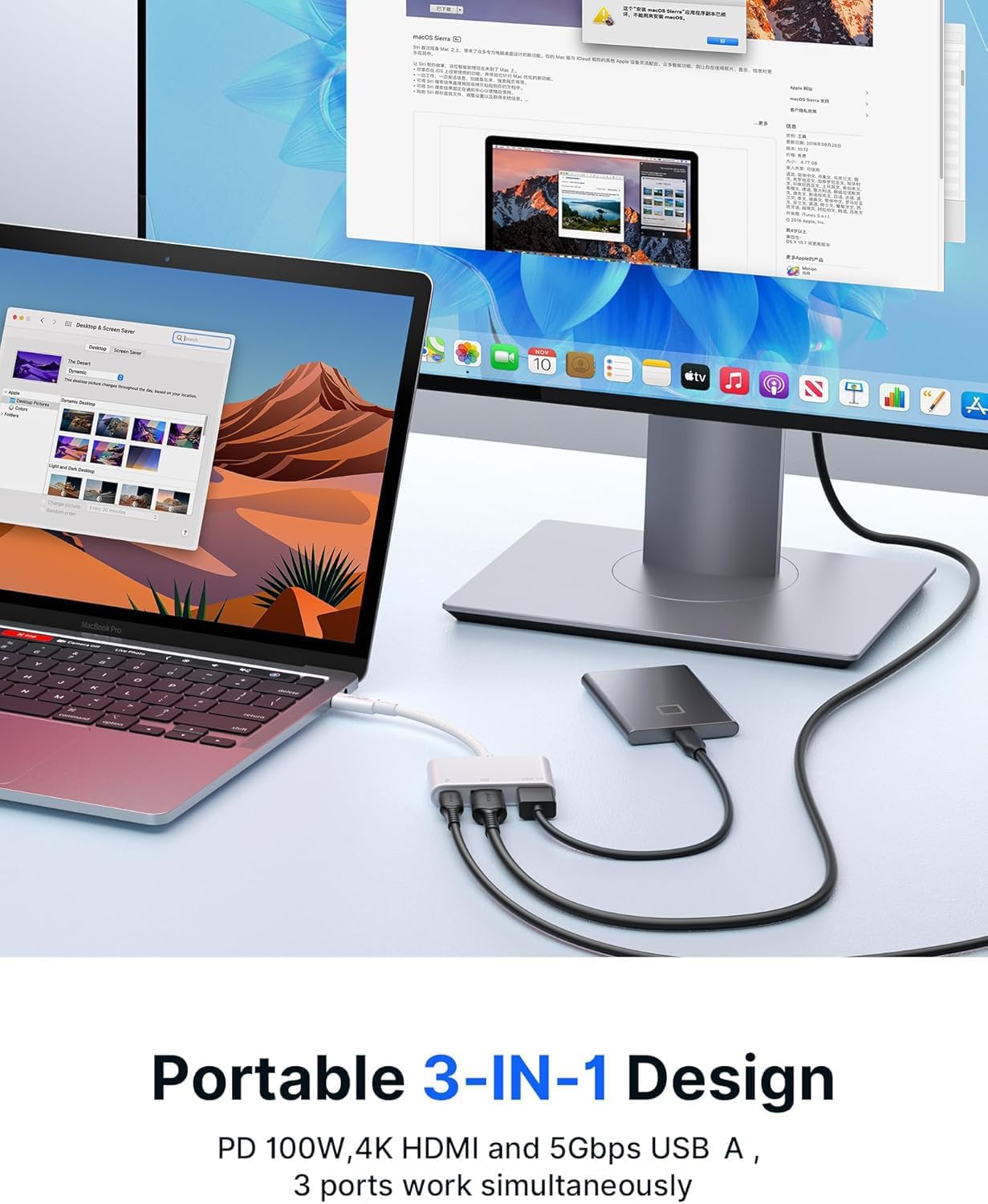 Thumbnail 1 de JSAUX Adaptateur USB C vers HDMI 100W