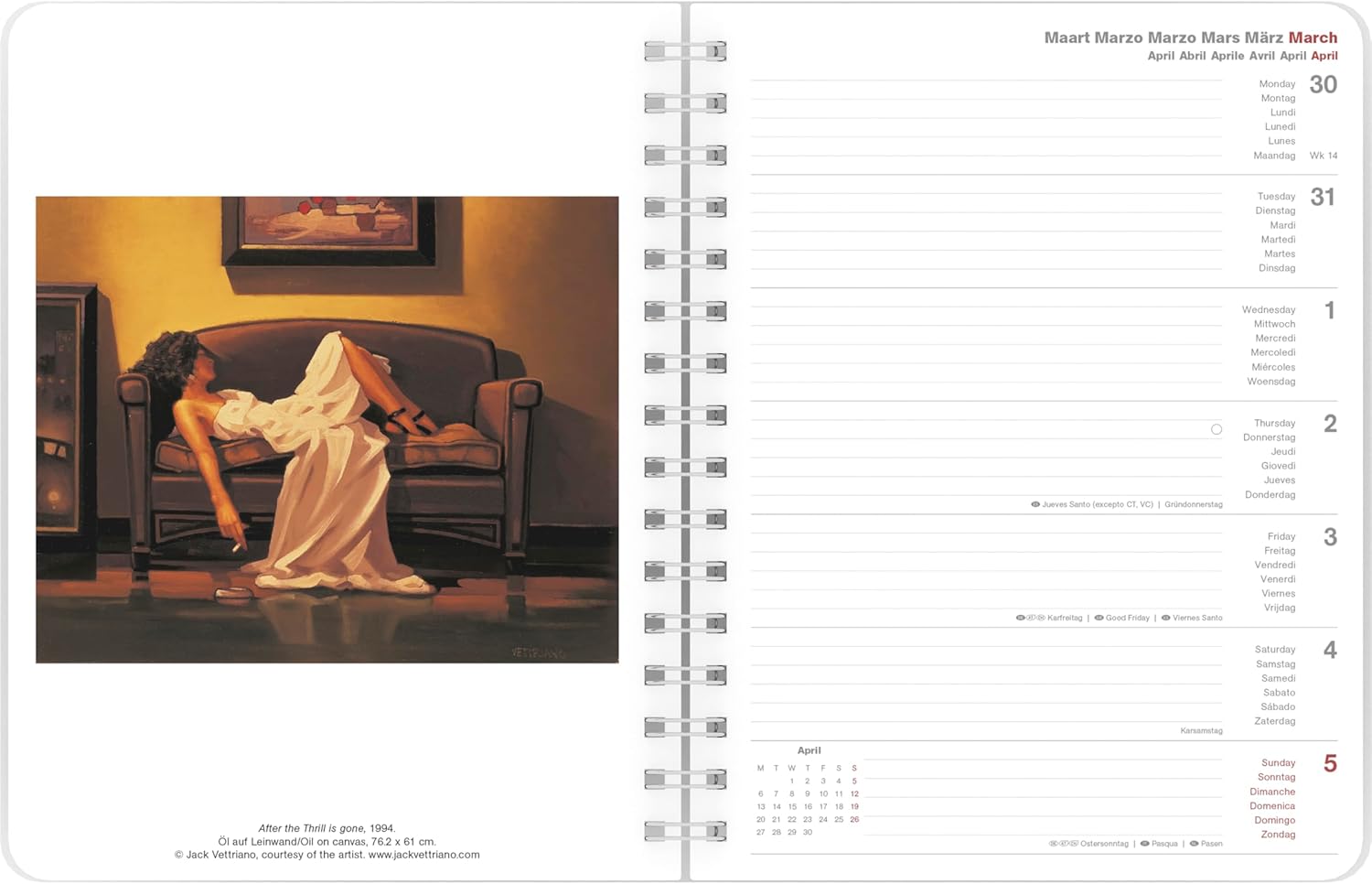 Thumbnail 1 de teNeues Jack Vettriano Diary 2026 – Buchkalender 17x22 cm als Wochenkalender
