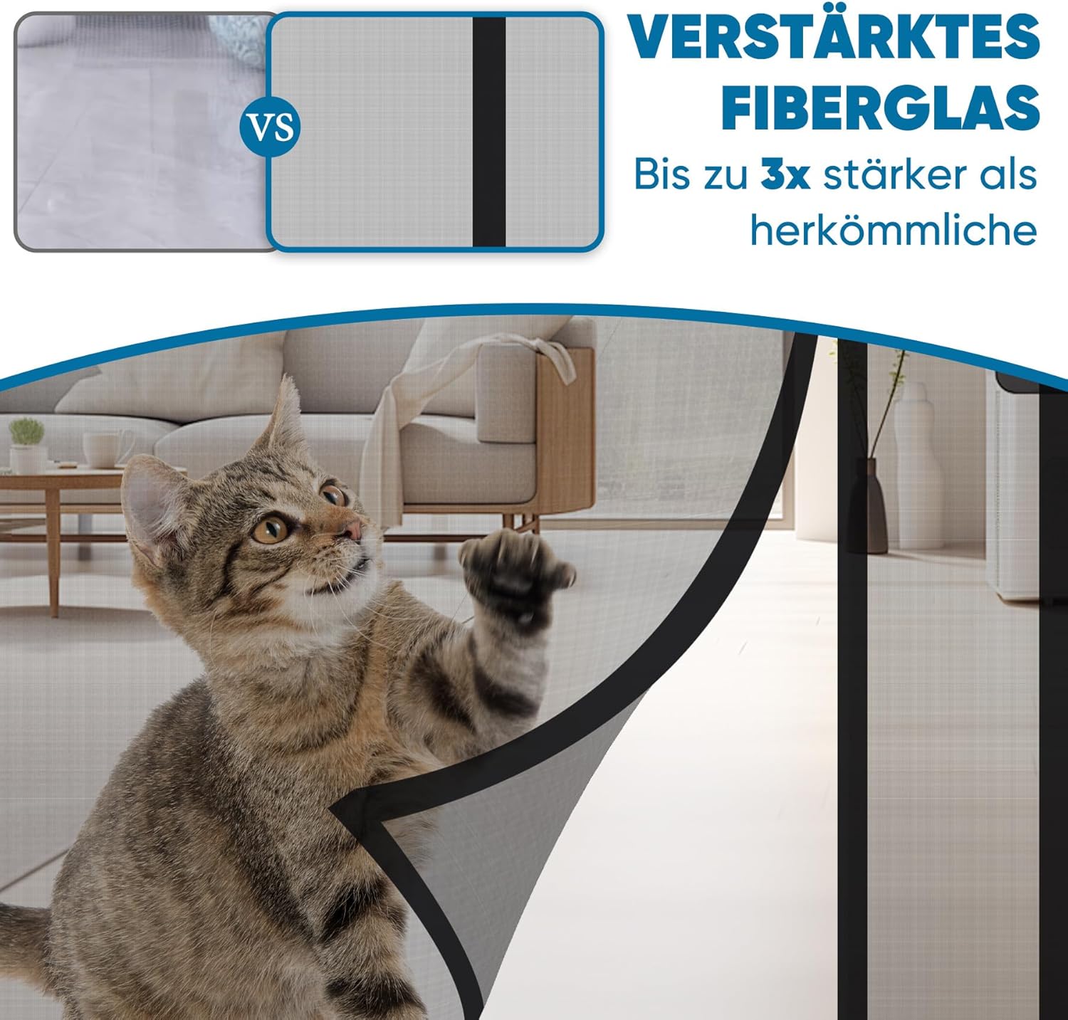 Thumbnail 4 de Sekey Fliegengitter Tür Vorhang mit Magnet & Katzenkratzer-Schutz (80x210 cm, Schwarz) – ohne Bohren