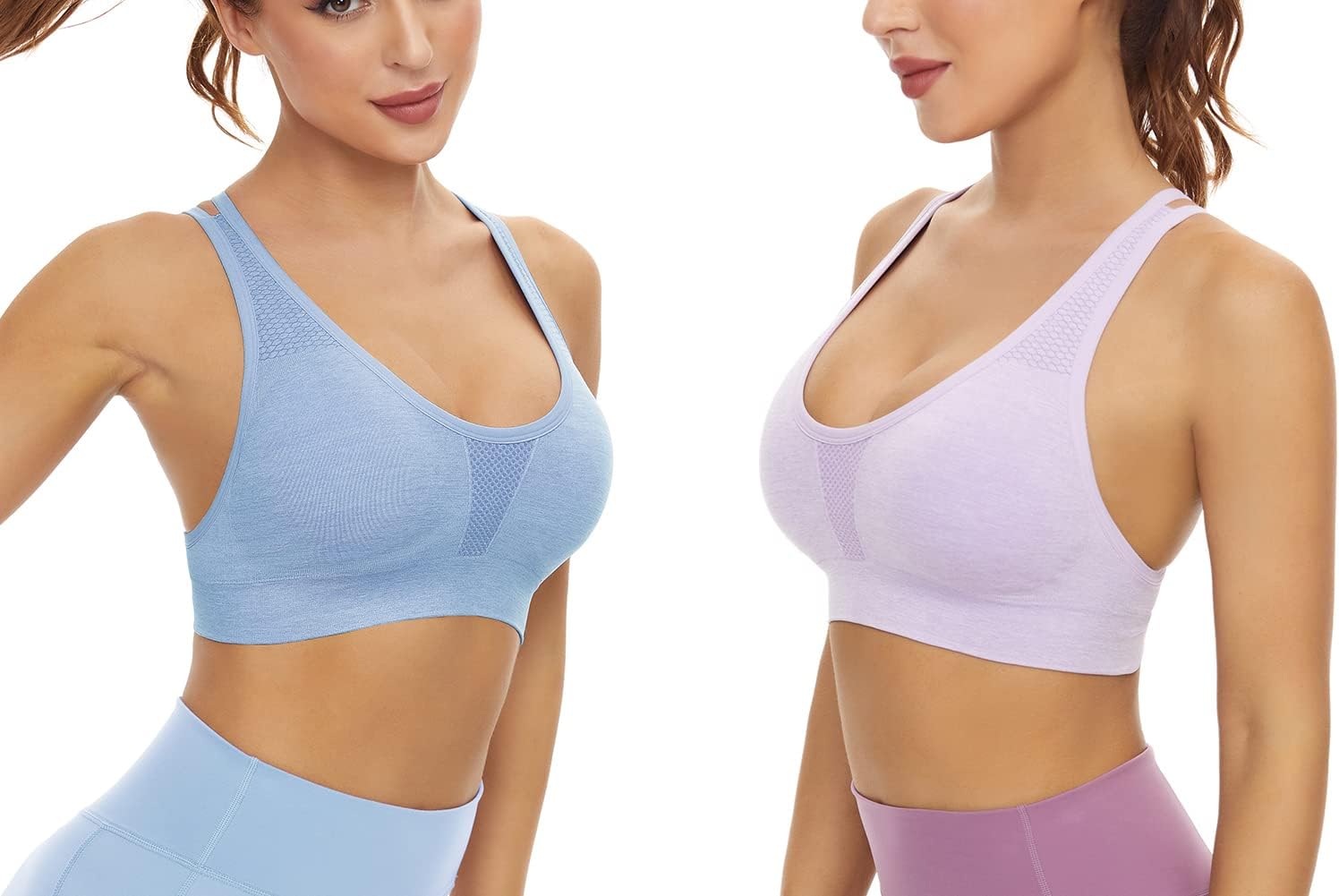 Detalle de SEGRILA Damen Sport BH Set Ohne Bügel Kreuz Rücken Gepolsterter – Nahtlos, atmungsaktiv und vielseitig