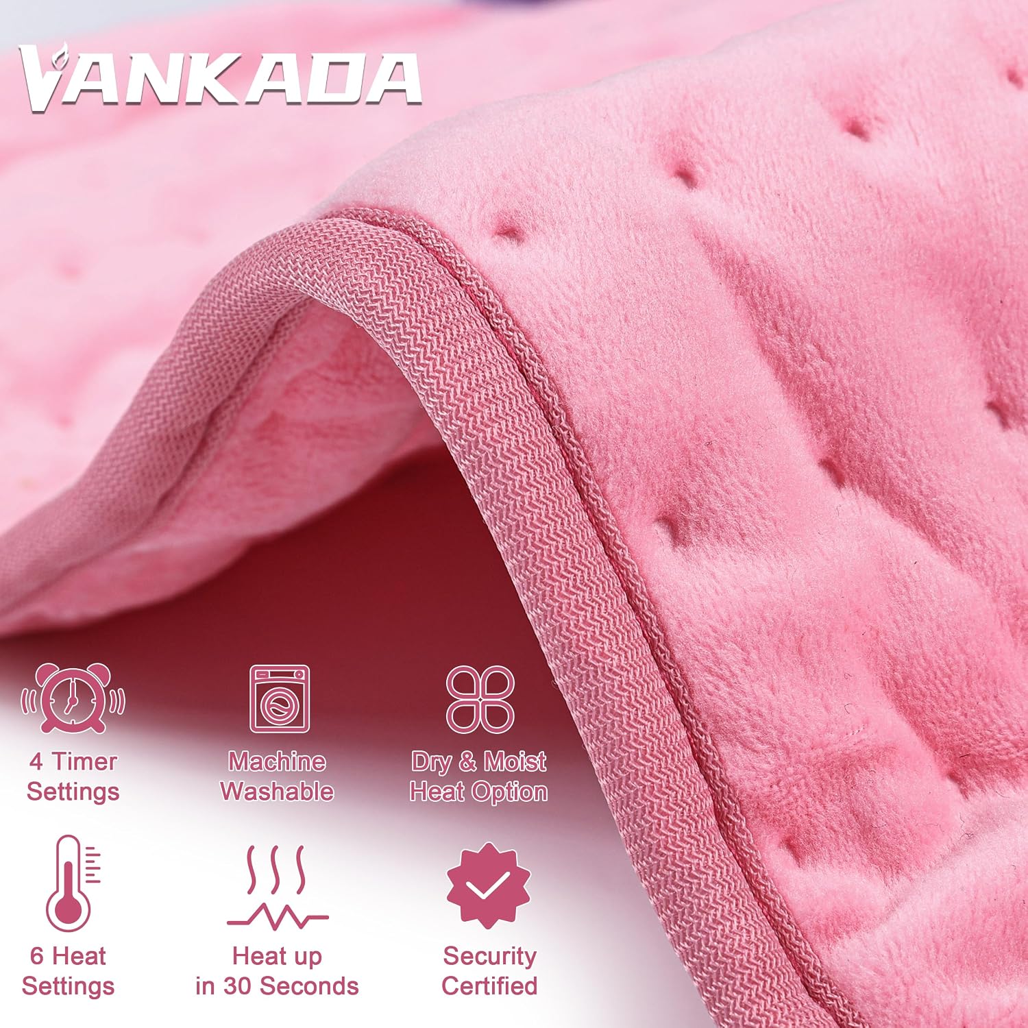 Thumbnail 1 de VANKADA TK-HP2412 Electric Heating Pad, 24" x 12", Flannel, 6 Settings