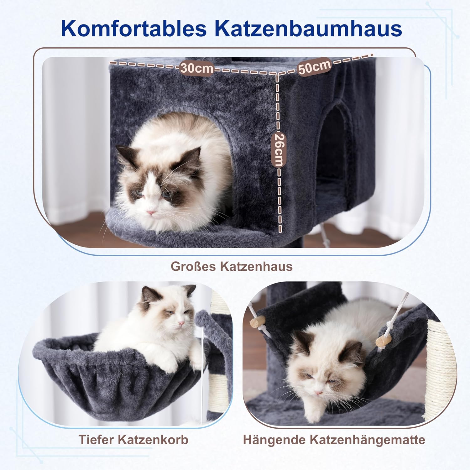 Thumbnail 4 de Gitelsnour Katzenkratzbaum groß 160 cm Rauchgrau