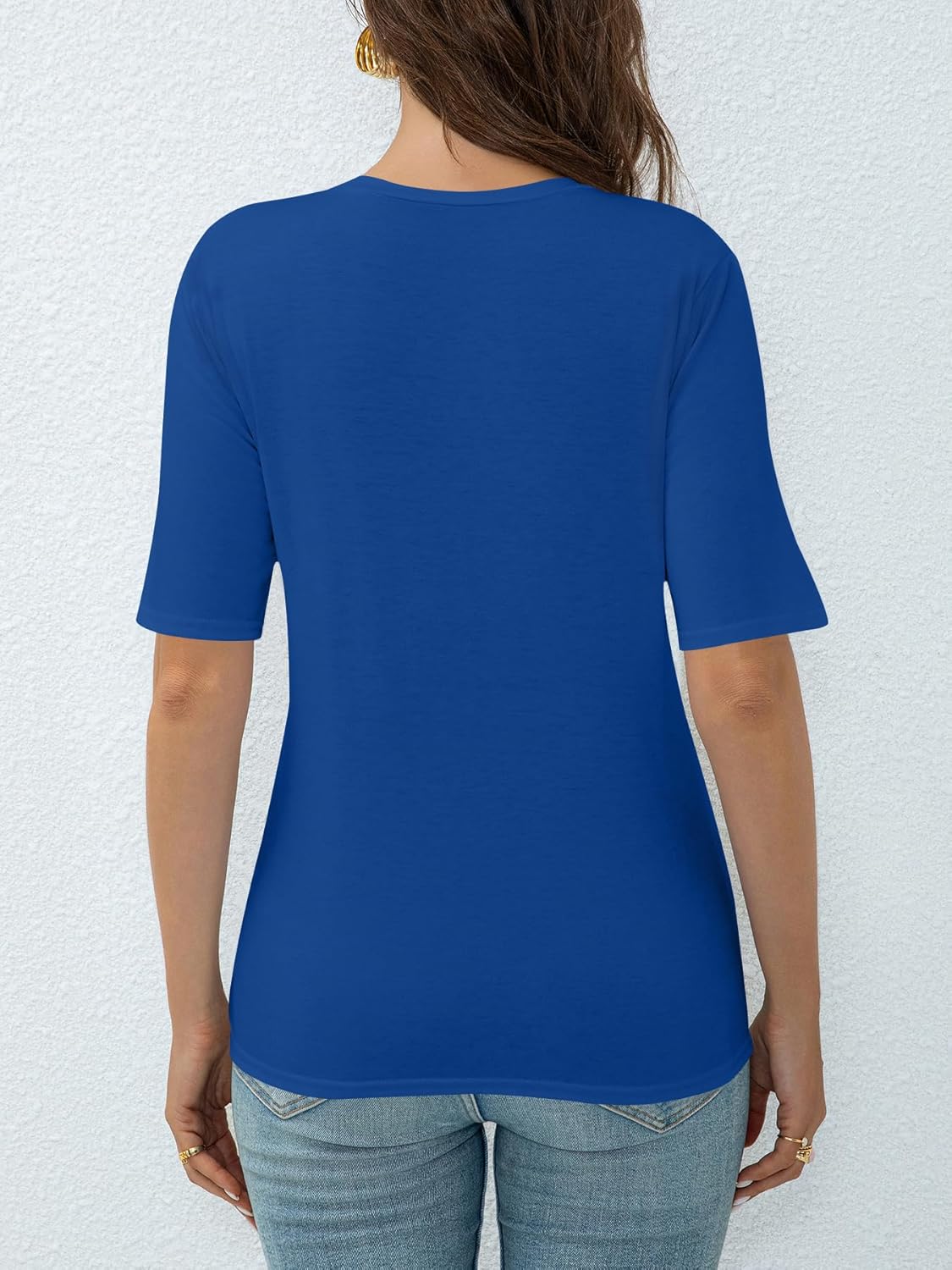 Thumbnail 3 de AirMood T-shirt d'été décontracté à manches mi-longues et col en V pour femme