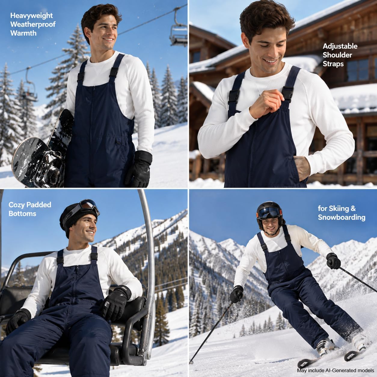Detalle de Arctic Hero Mens Bib Overalls insulated waterproof bibs