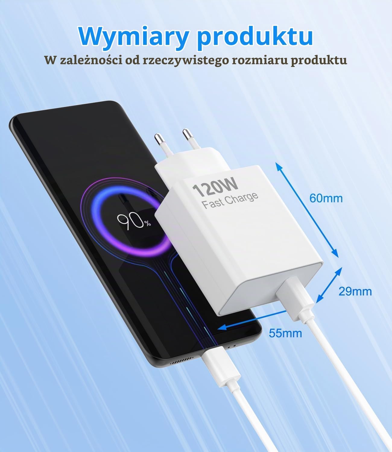 Detalle de VUOHOEG ładowarka USB-C 120 W z kablem 1 m do Xiaomi, Redmi i POCO