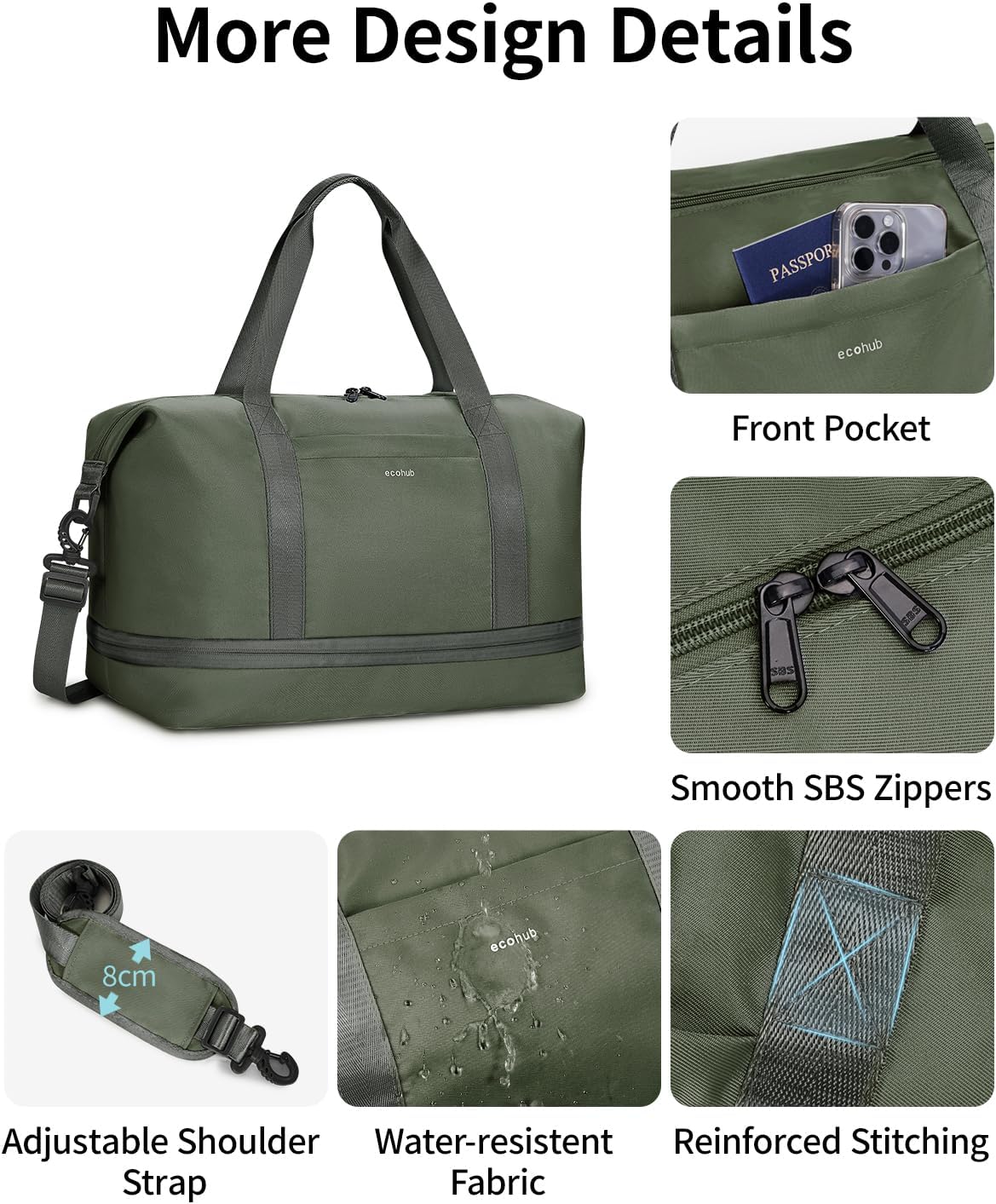 Thumbnail 6 de ECOHUB for Ryanair cabin bag 40x30x20 (expandable) with removable wet pocket – green