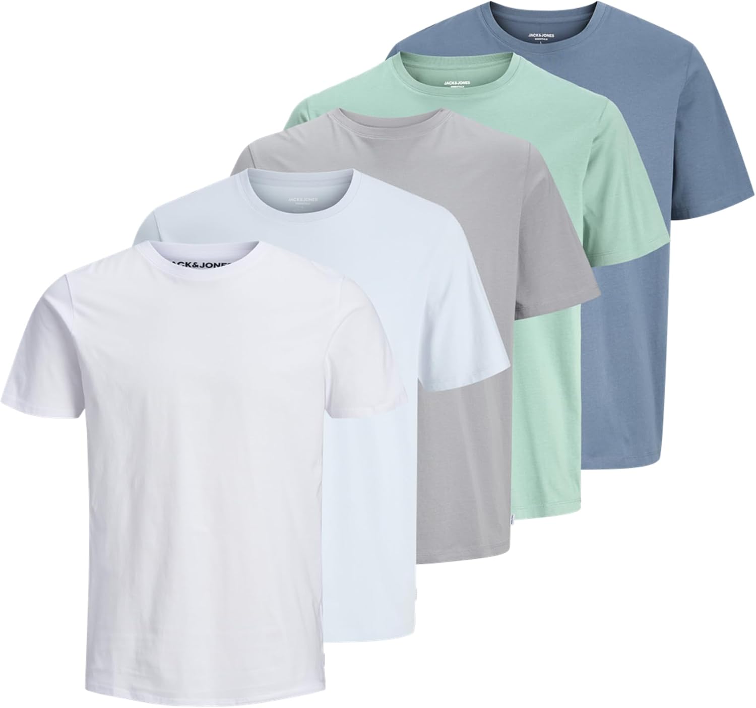 Detalle de Jack & Jones Jjeorganic Lot de 5 T-Shirts Basiques pour Homme