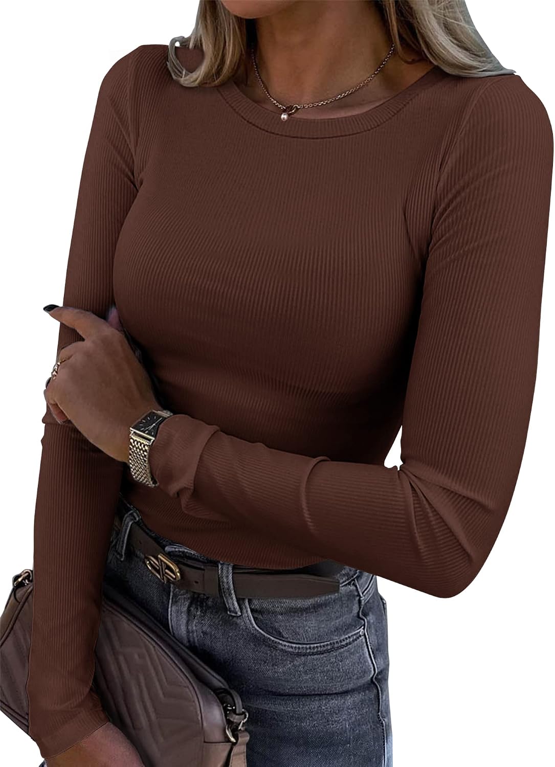 Thumbnail 6 de Roselux Womens Long Sleeve Ribbed Crewneck Top