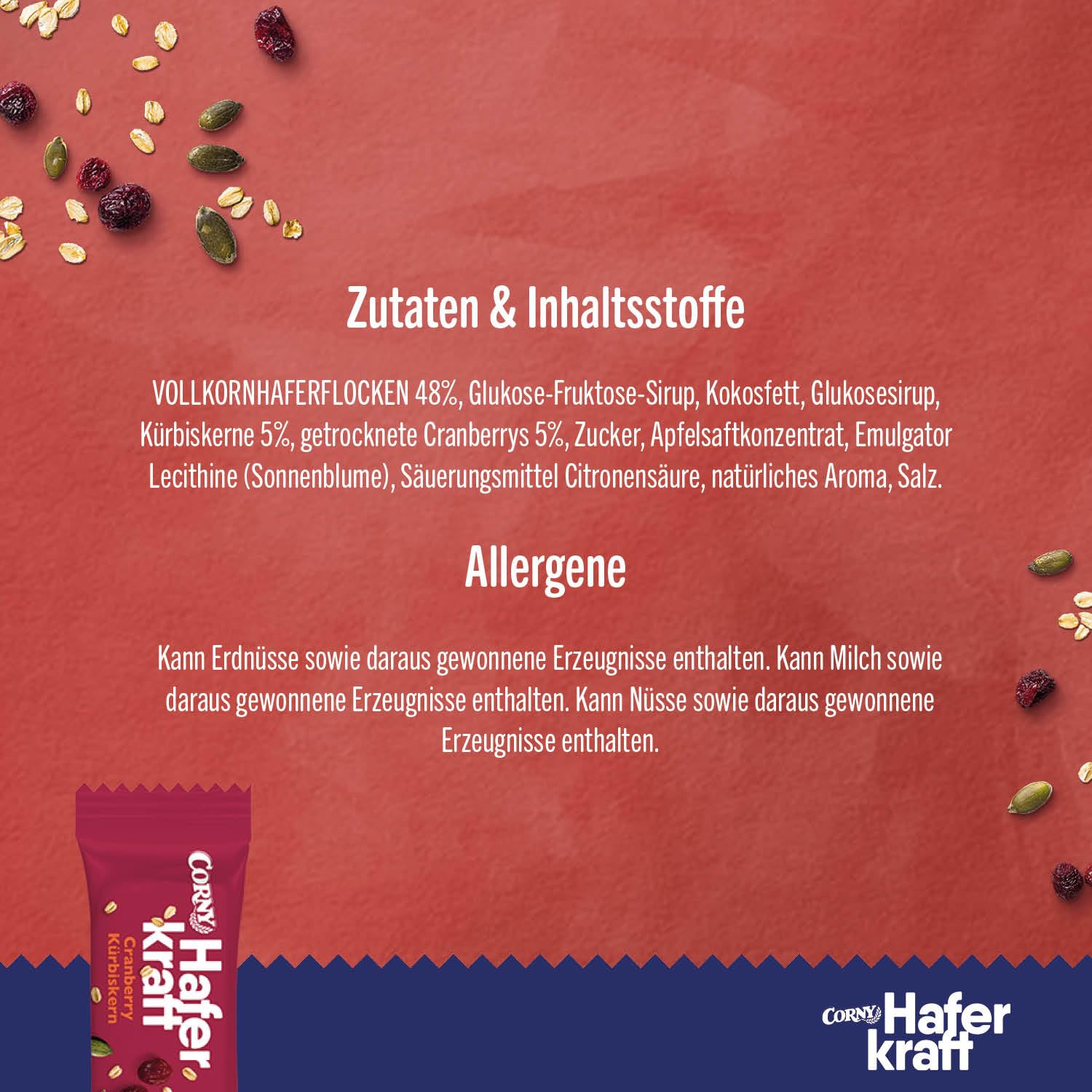 Thumbnail 5 de Müsliriegel Corny Haferkraft Cranberry-Kürbiskern (100er-Vorratspack, vegan) mit Vollkornhafer