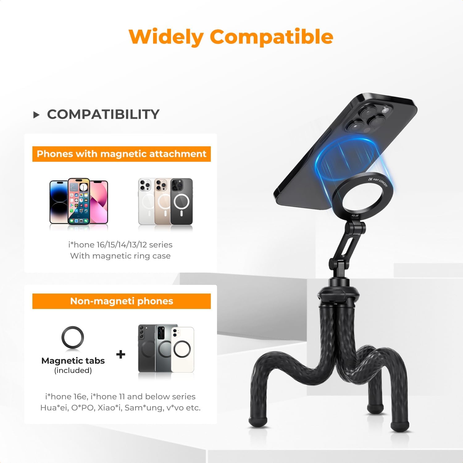 Detalle de K&F CONCEPT Magnetic Flexible Phone Tripod review