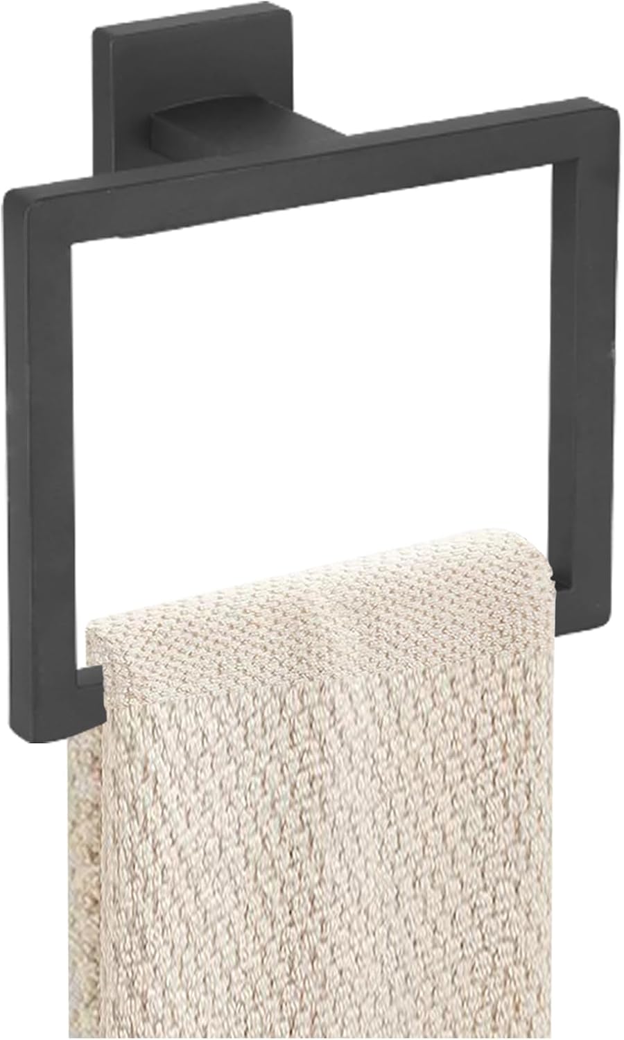 Detalle de JOPOFI XY-A040 Towel Ring, Matte Black Stainless Steel, Square Design