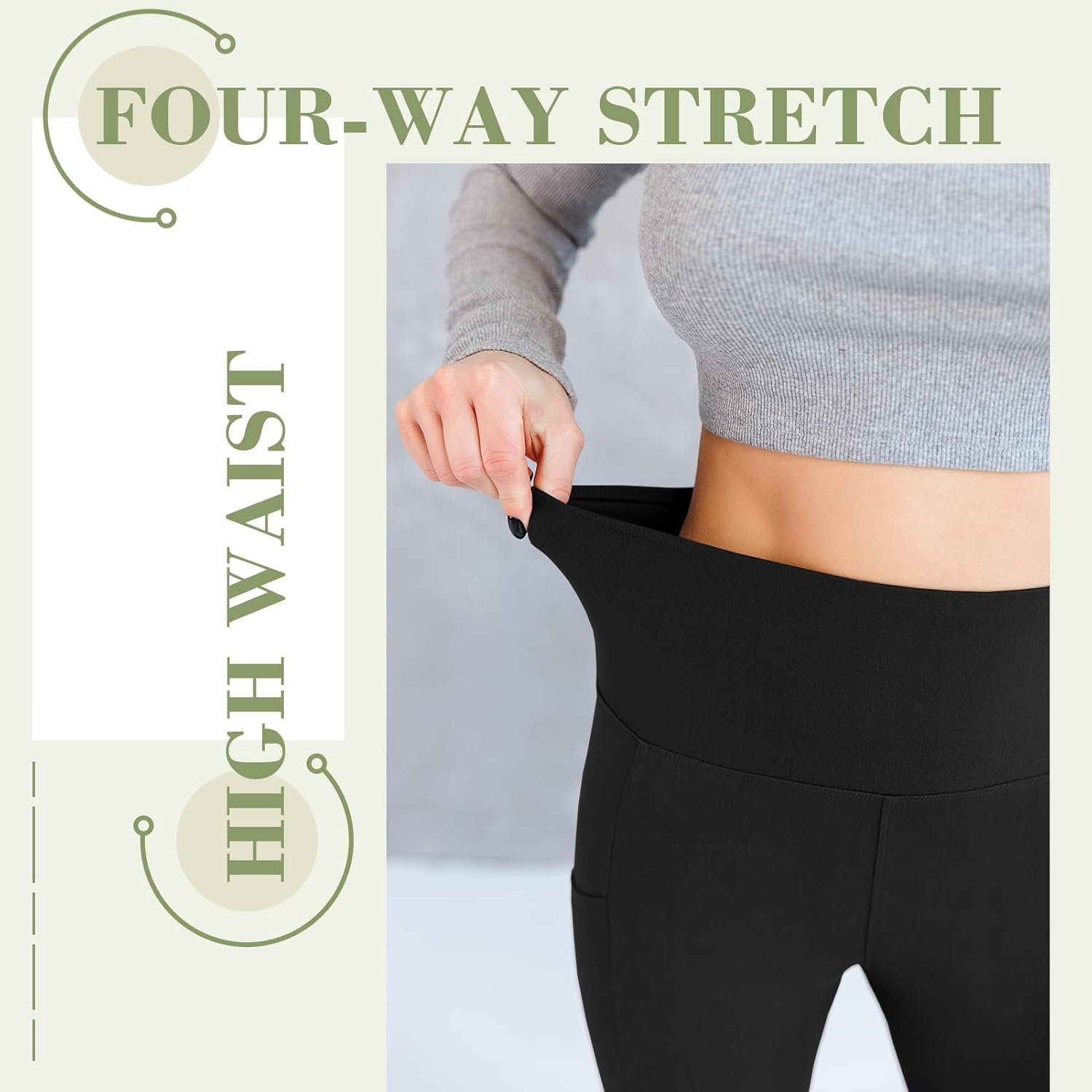 Thumbnail 3 de Sanpetix Sport Leggings Damen High Waist 2er Pack Schwarz/Grau – Mit Taschen, Vier-Wege-Stretch
