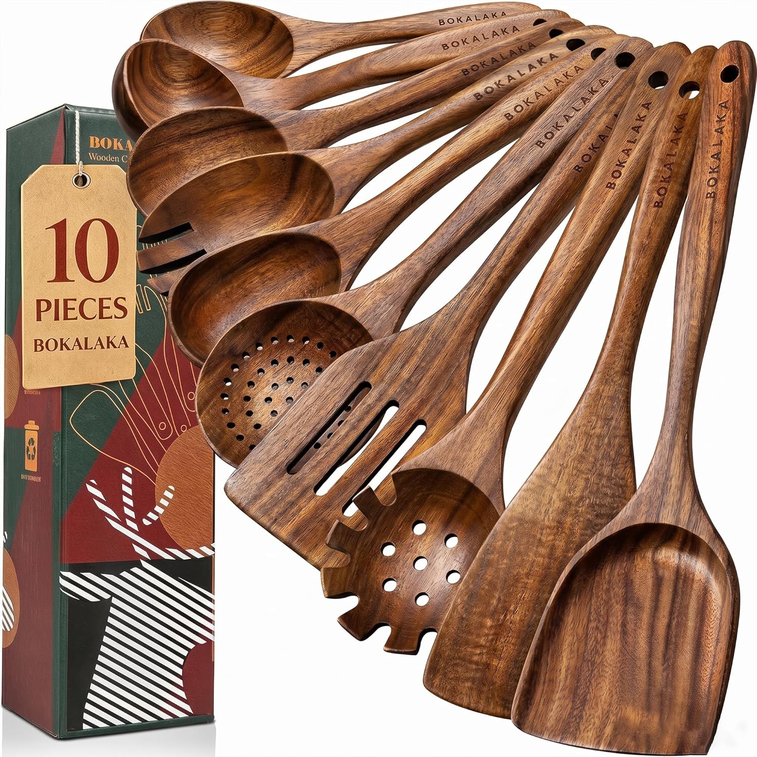 BOKALAKA Wooden Spoons 10 pcs 🍴