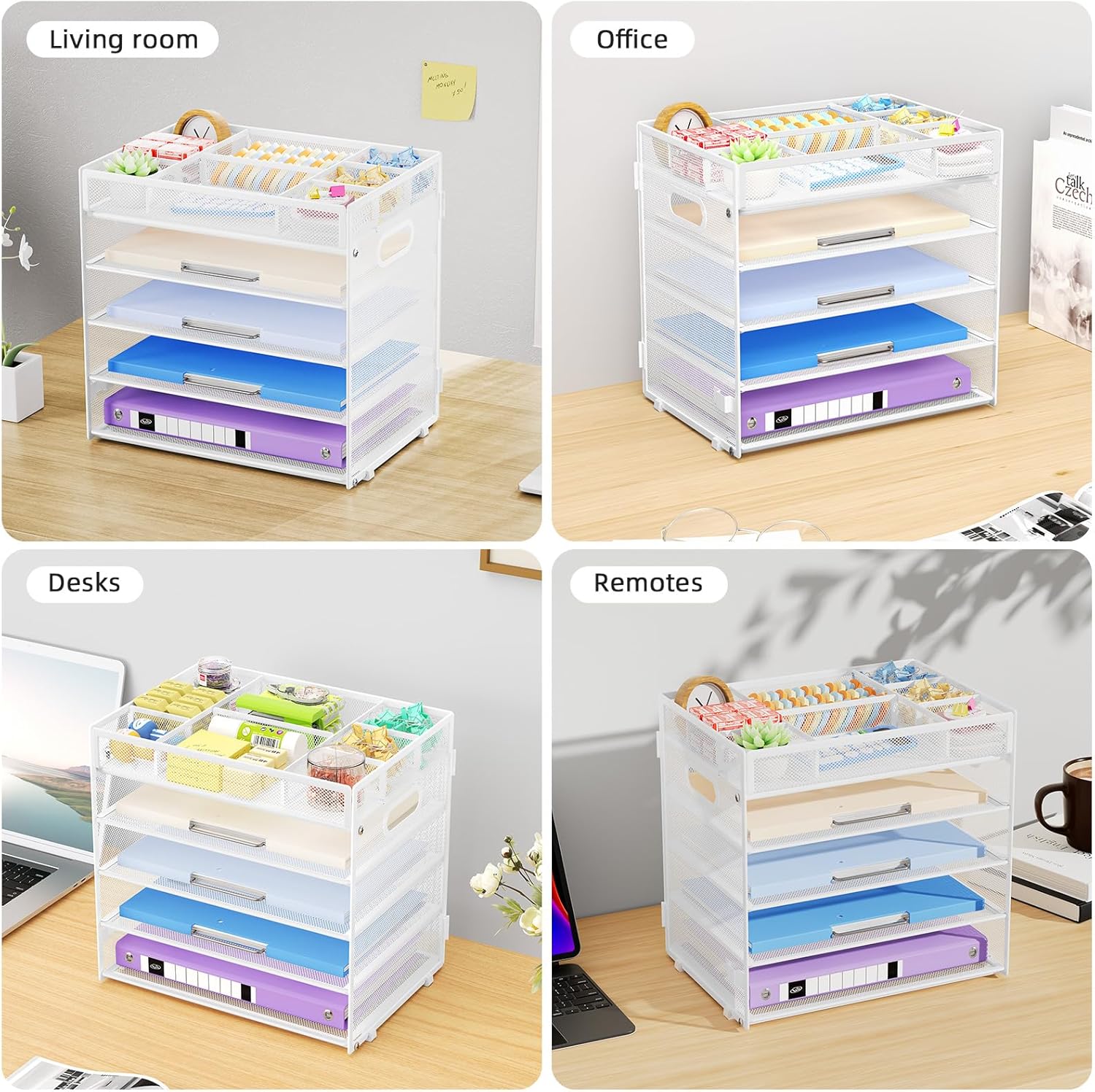 Thumbnail 6 de Marbrasse 5-stufiger Schreibtisch-Organizer aus Mesh – Weiß