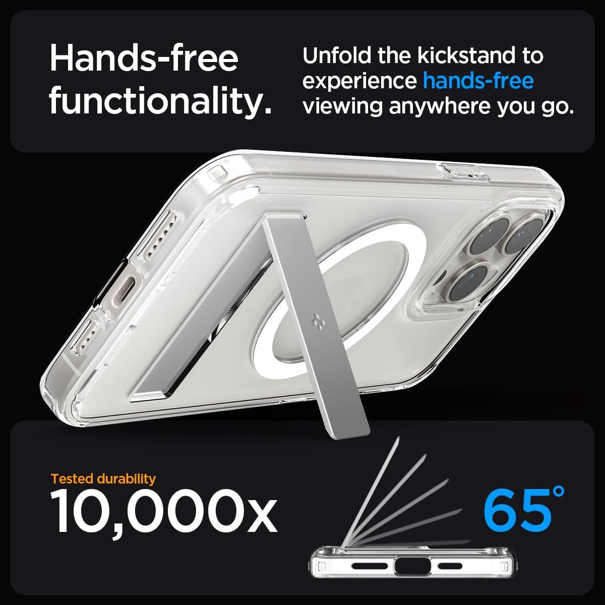 Thumbnail 2 de Spigen coque magnétique MagFit Kickstand pour iPhone 15 Pro – protection hybride TPU/PC transparente