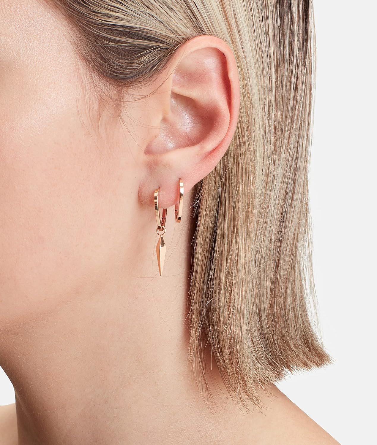 Thumbnail 2 de LIEBESKIND BERLIN Damen-Schmuck-Set: Creole mit geometrischem Pendulum-Anhänger aus Edelstahl (roségoldfarben, poliert)