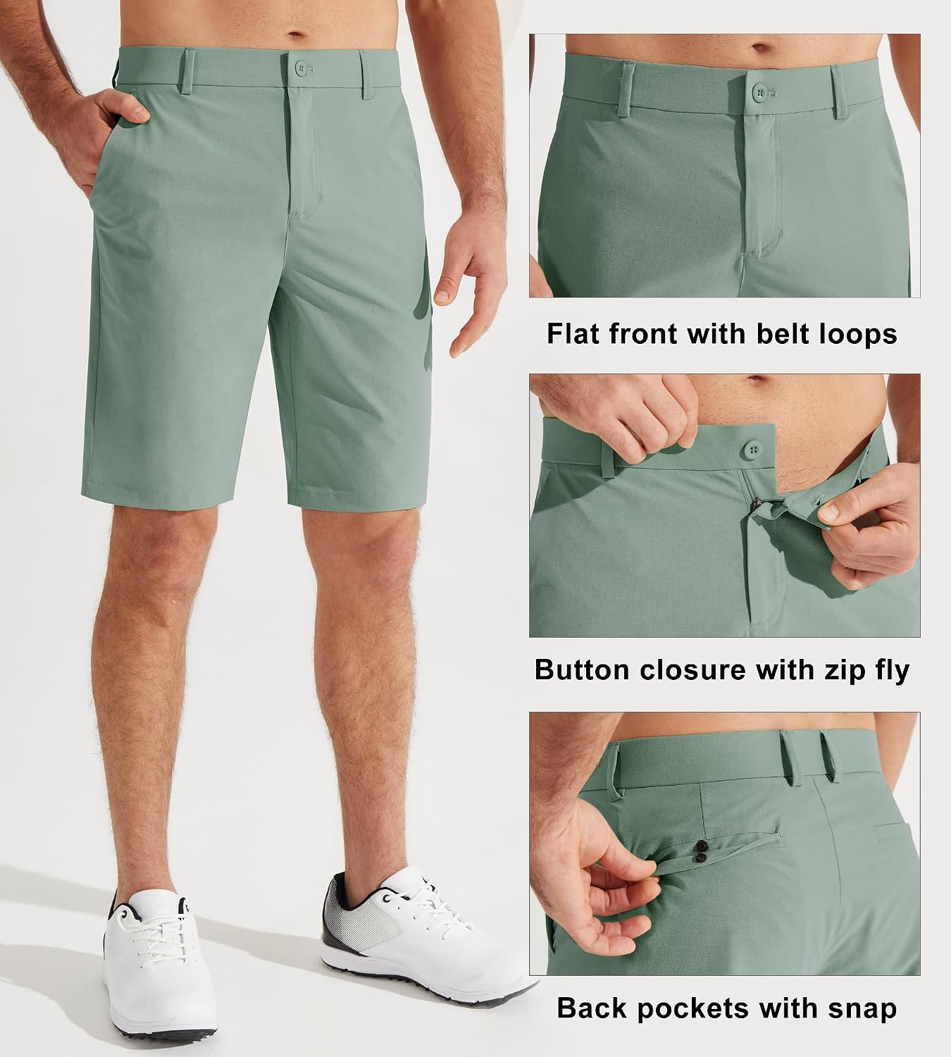 Detalle de Libin Men’s Golf Shorts 7/9" Work Dress Shorts — Lightweight, Quick-Dry, Water-Resistant Flat Front Hybrid Short