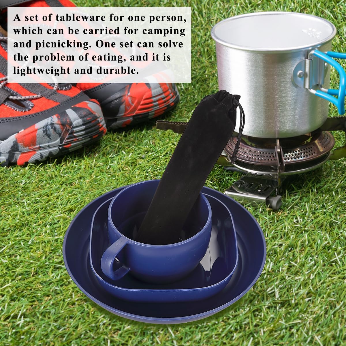 Detalle de ReaNea Camping Utensils Set with Plates, Bowls, Mug and Cutlery