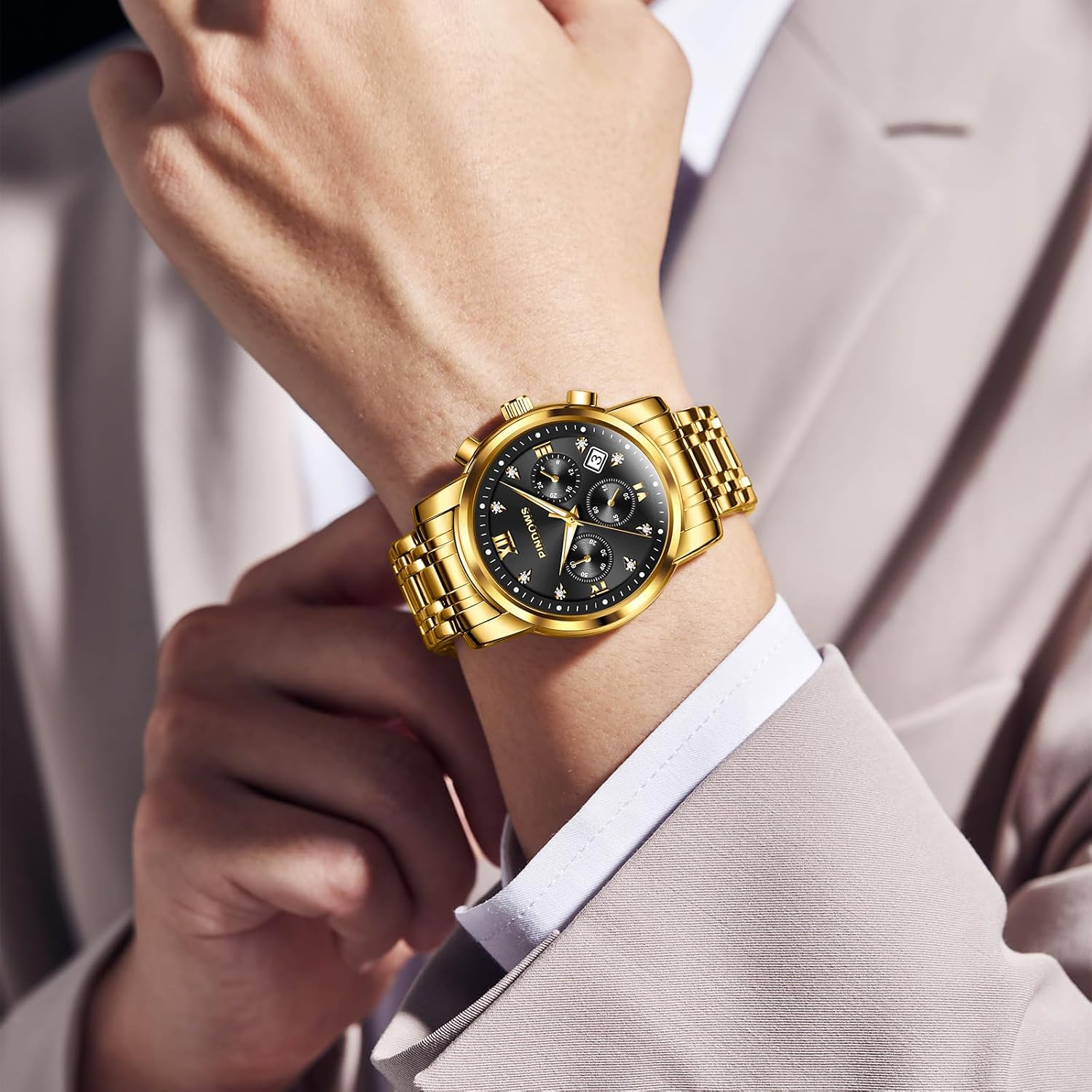 Detalle de PINDOWS Herrenuhr Quarz Luxus 30 m