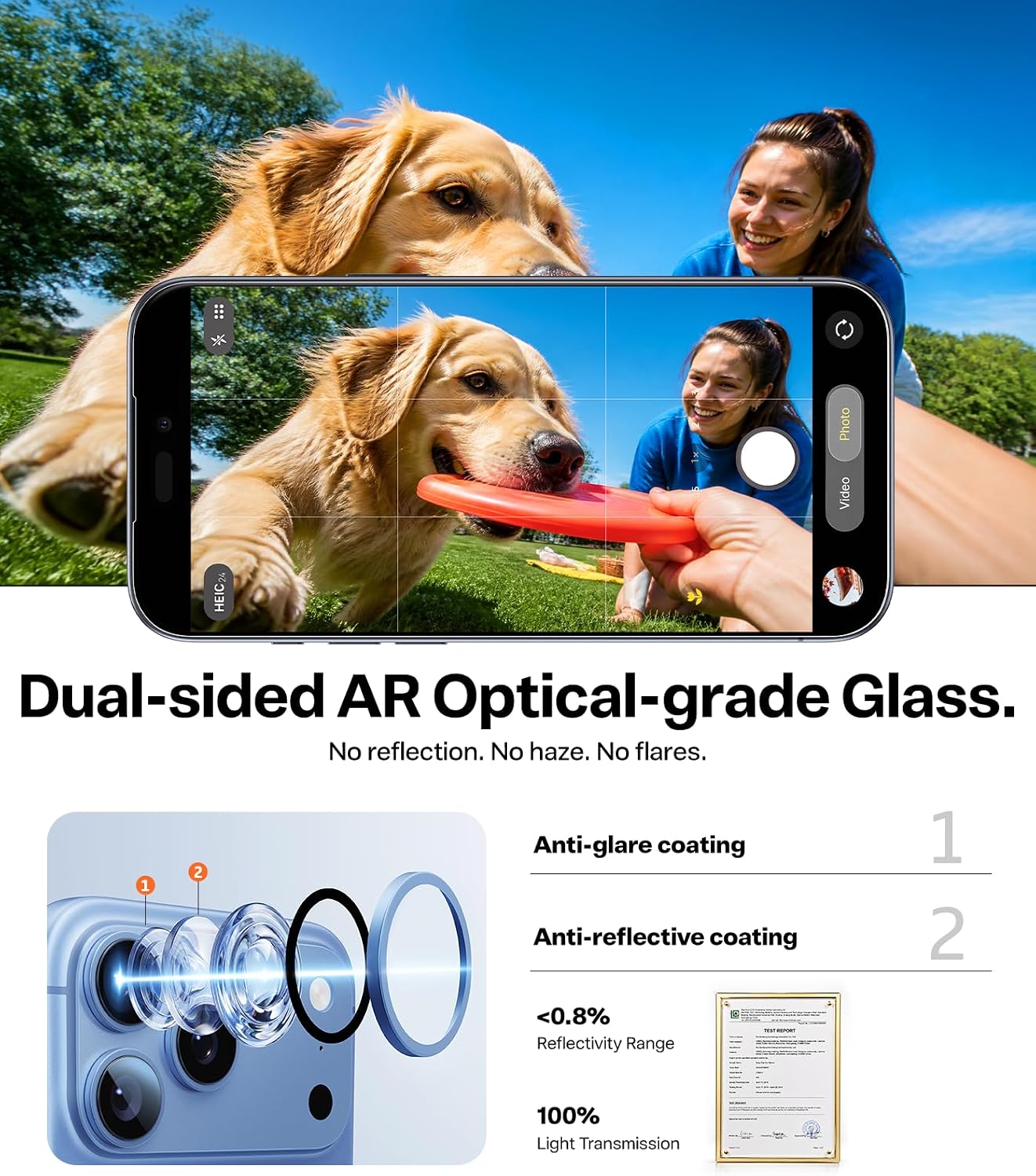 Detalle 2 de TORRAS TOP 9H+ Camera Lens Protector for iPhone 18 Pro Max/18 Pro, Glacier