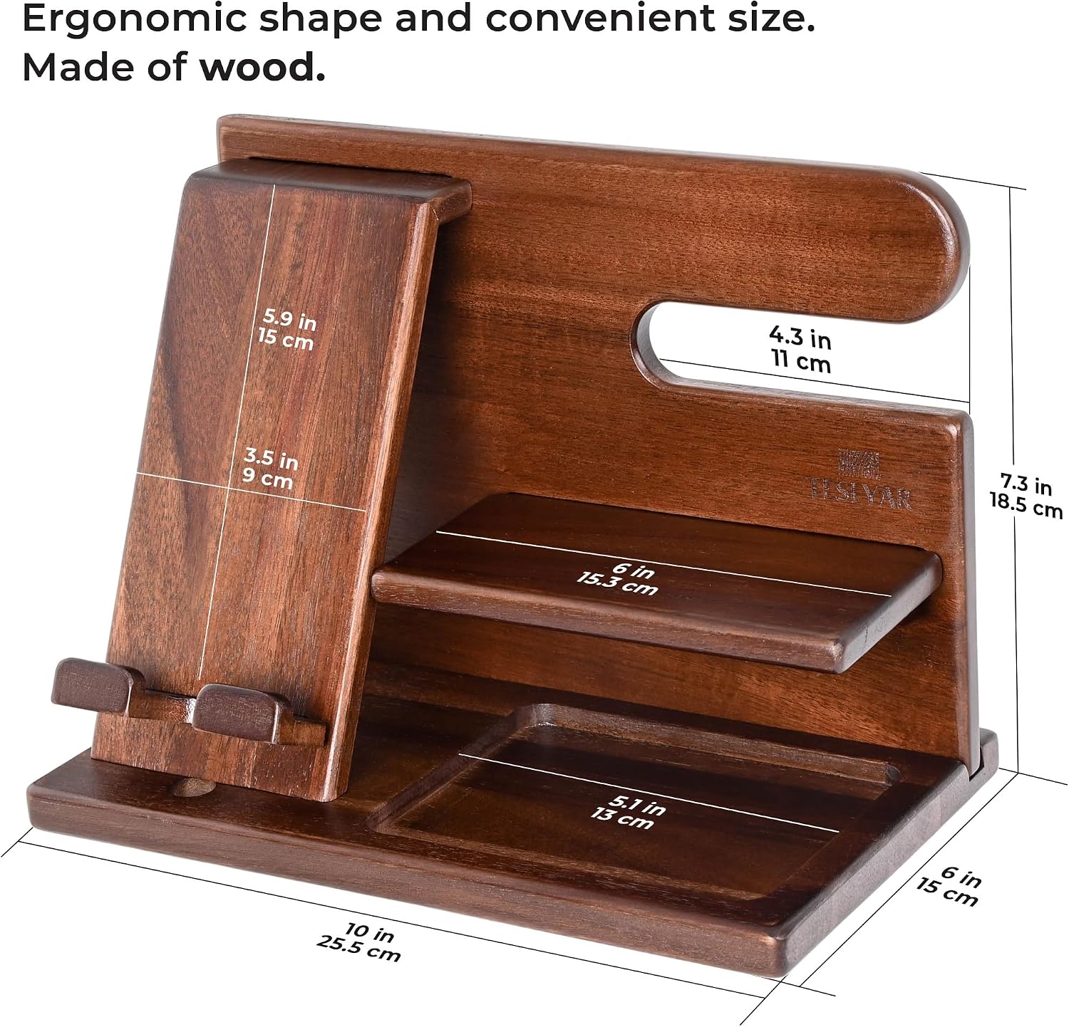 Detalle 2 de Teslyar Dad Gifts wood phone docking station
