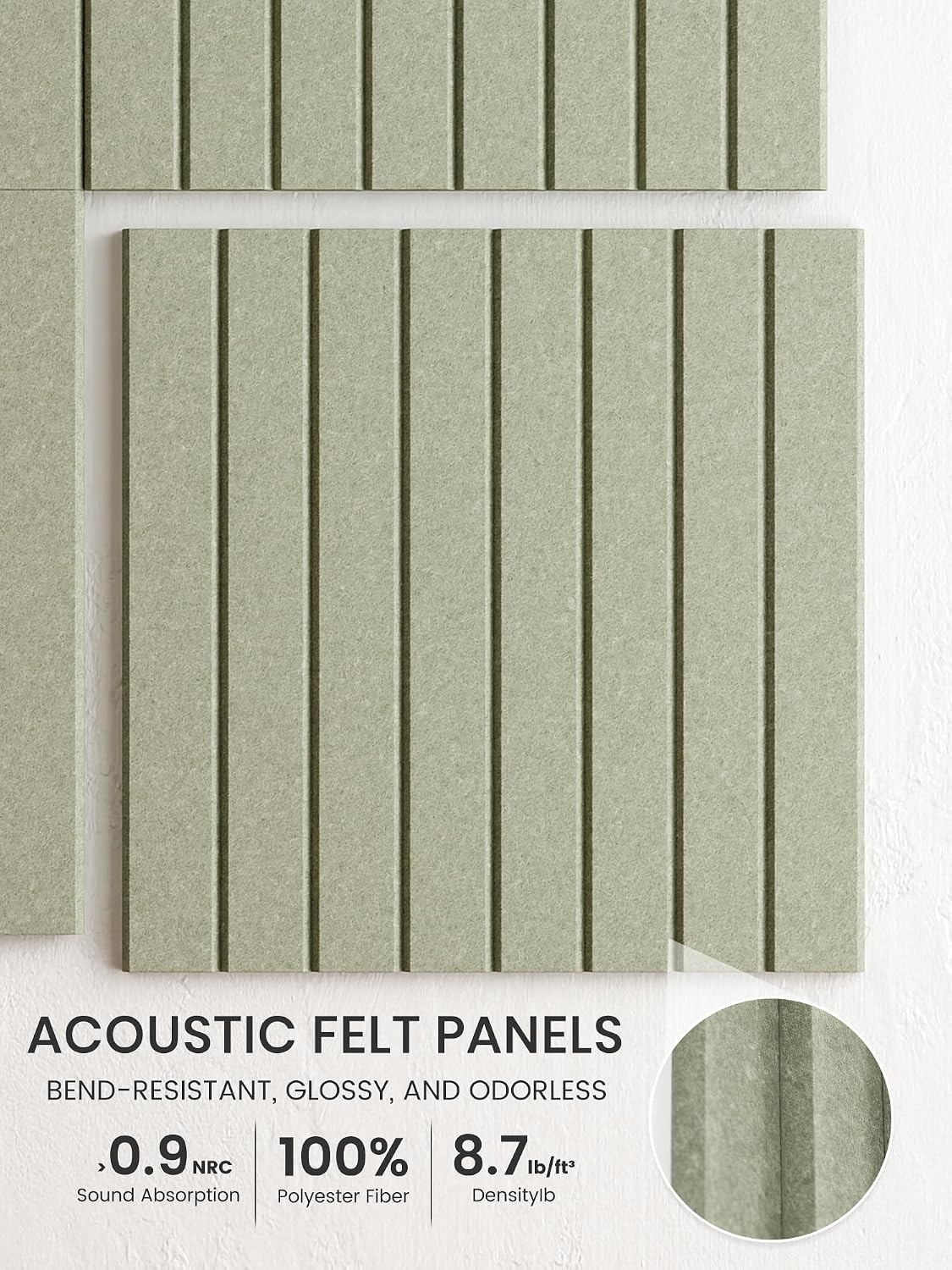 Detalle de Bumusty Large felt bulletin board tile set (36 x 24") with pushpins and adhesive tabs