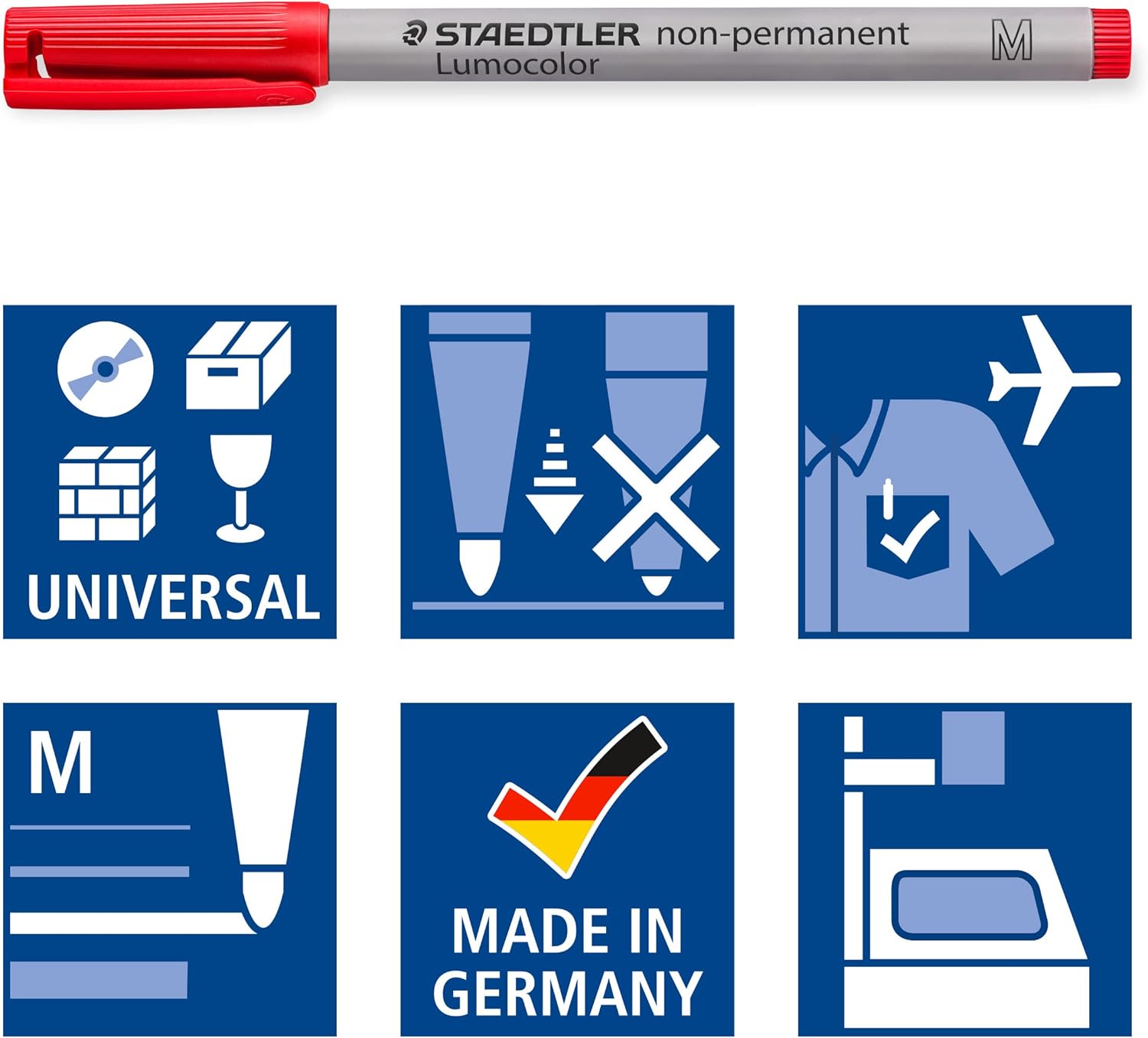 Detalle de Staedtler Lumocolor 315 WP6 – Feutres non-permanents à pointe moyenne pour surfaces variées