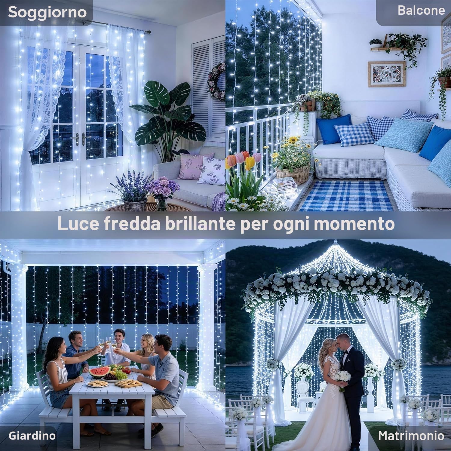 Thumbnail 6 de GCMacau Ghirlanda di luci a energia solare 6x3 m, 600 LED IP65 con 8 modalità, memoria e timer