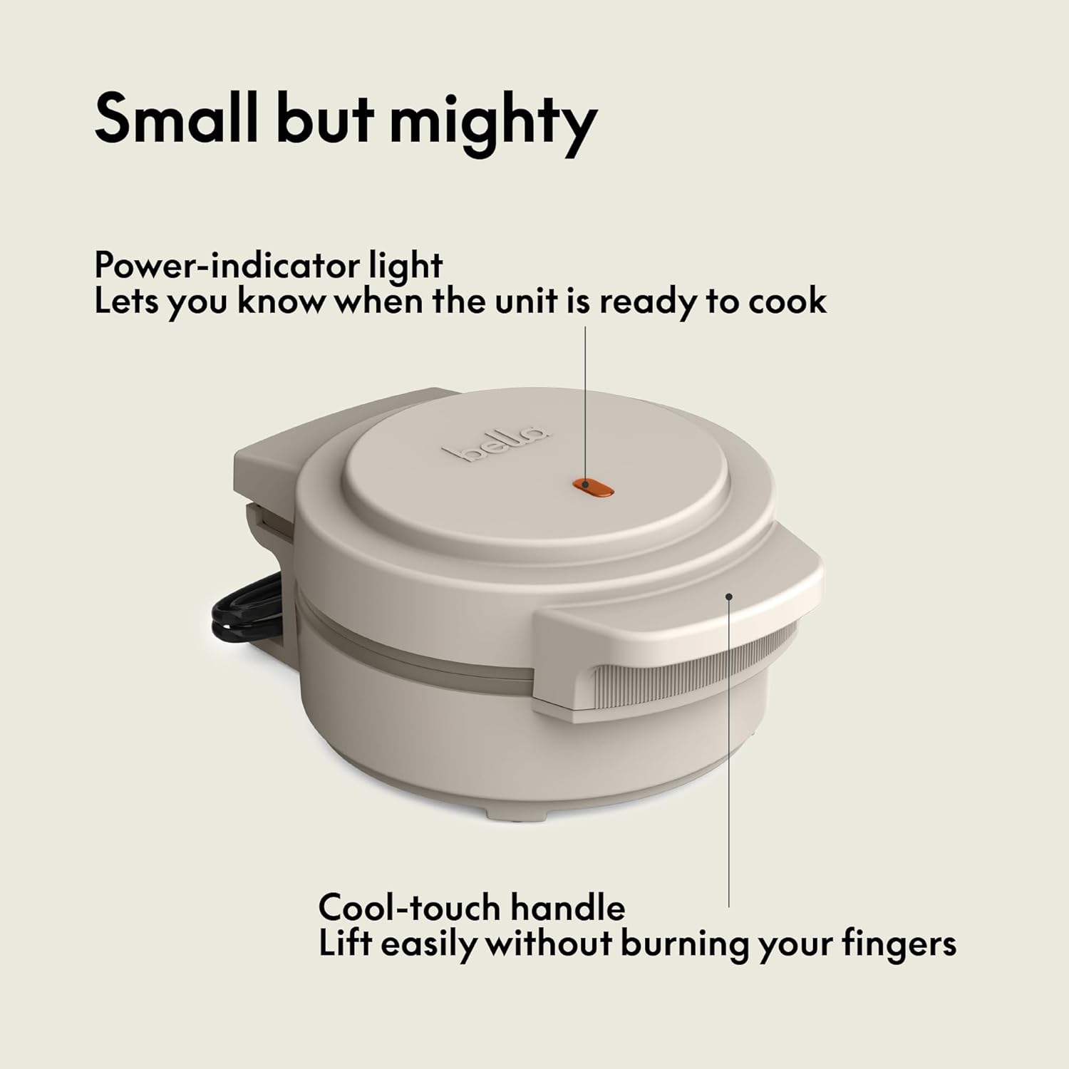 Thumbnail 1 de bella Snack-n-Store Mini Waffle Maker (EverGood™ Ceramic Nonstick, 350W) — Oatmilk