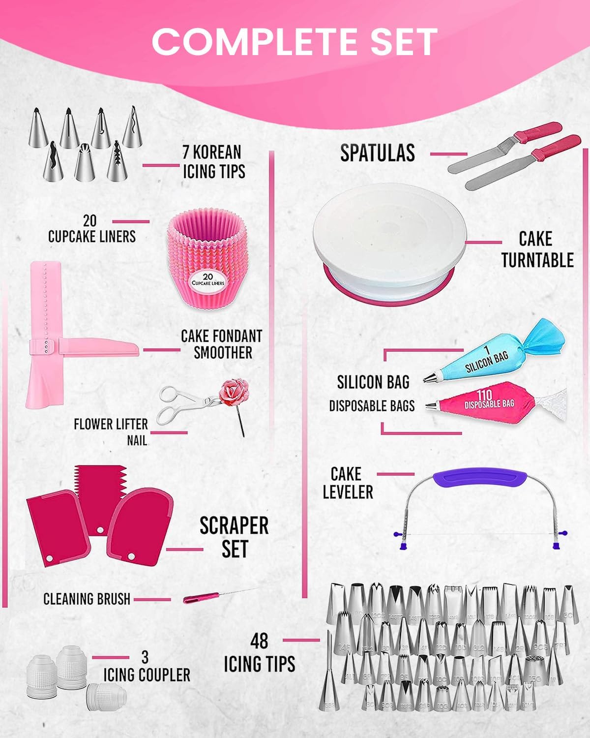 Thumbnail 6 de RFAQK 200PCs Cake Decorating Kit with Turntable & Leveler