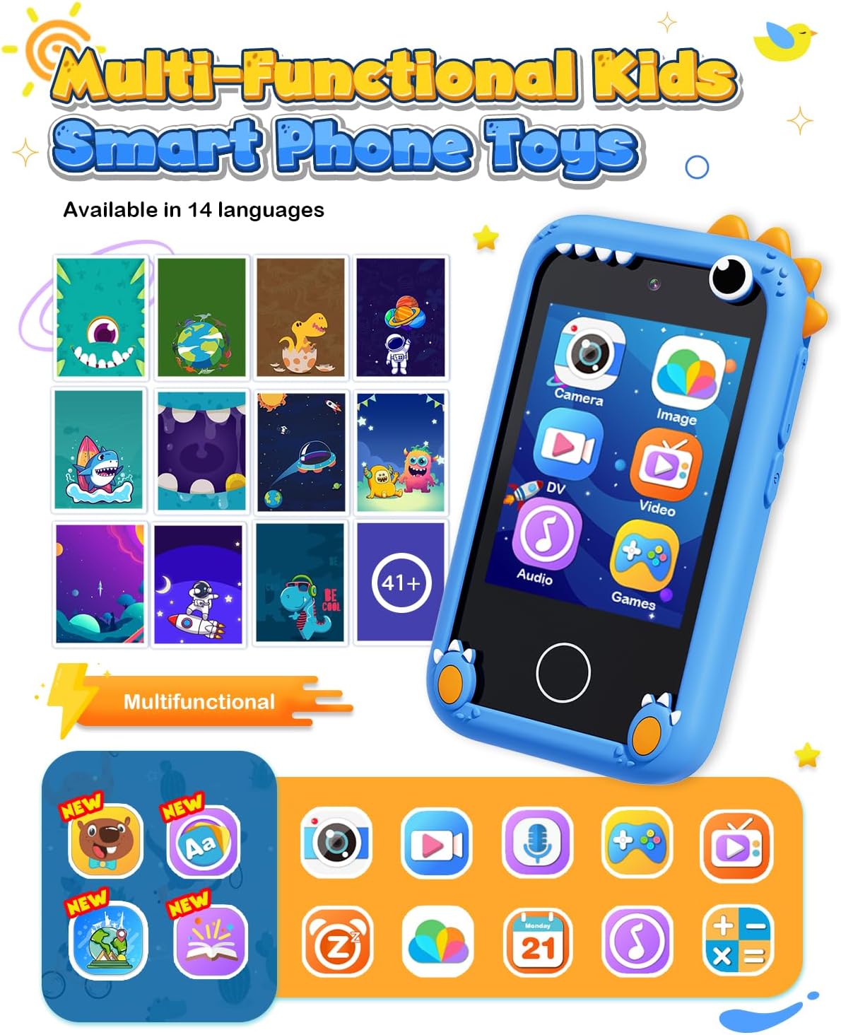 Detalle de BAISIQI Kids Smart Phone (Dinosaur Phone) for Boys 3–8 with Dual Camera & 2.8" Touchscreen
