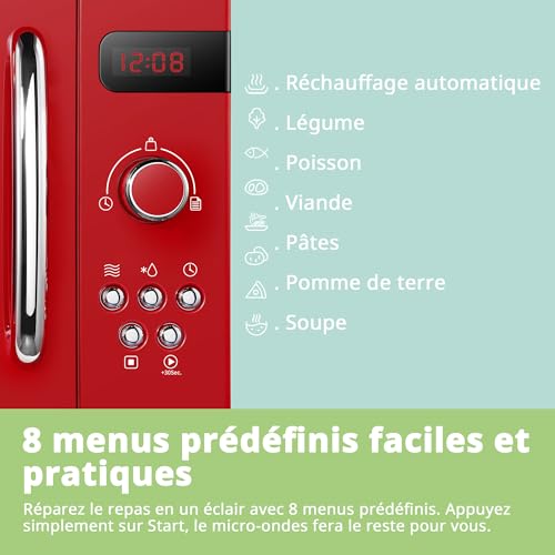 Thumbnail 1 de Comfee CMSRO 20 di rd Micro-ondes rétro 20 L, 800 W, rouge passionné