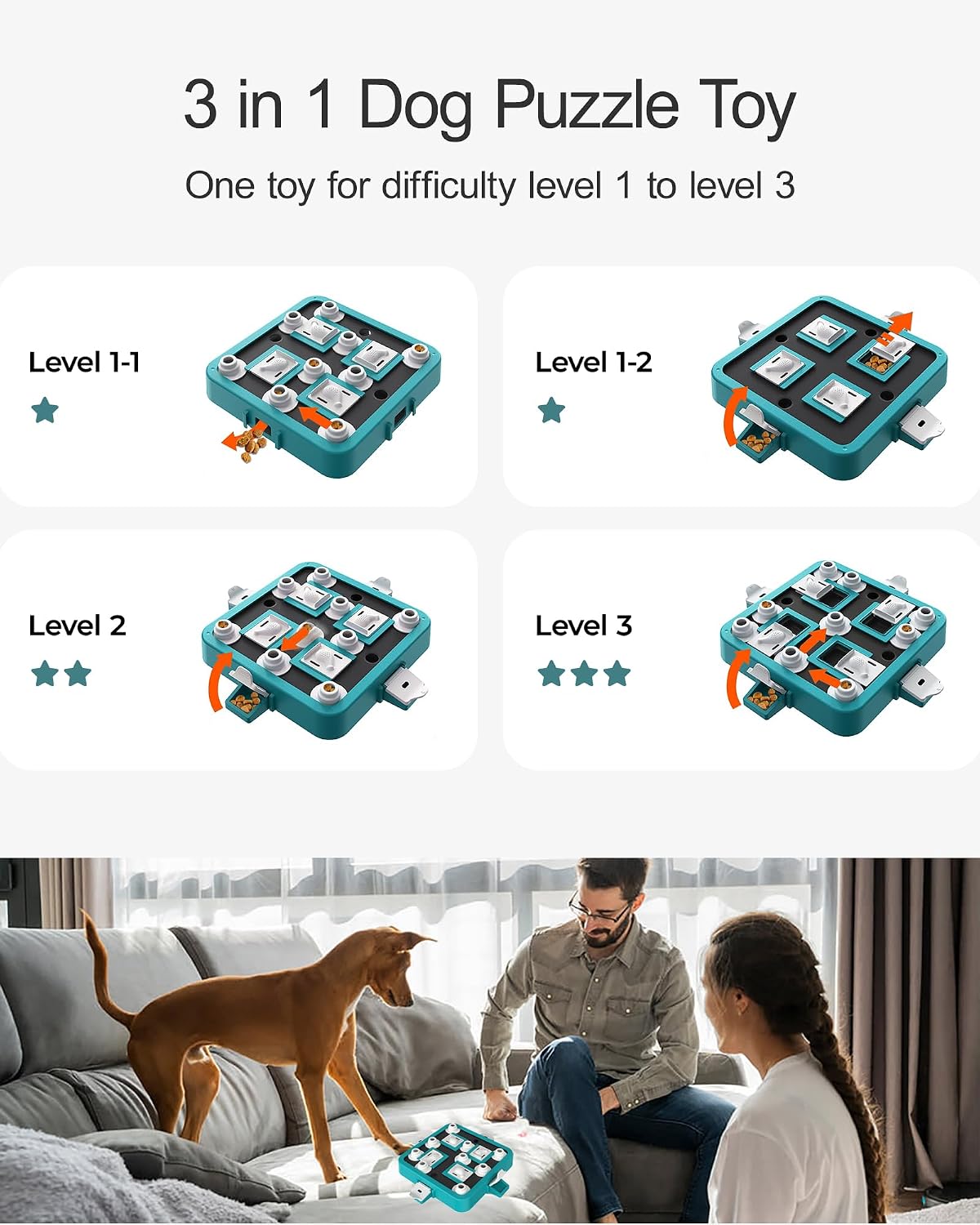 Thumbnail 2 de LACCEN Hundespielzeug Intelligenz „Level 3 in 1“ – interaktives Puzzle zur Futterbelohnung