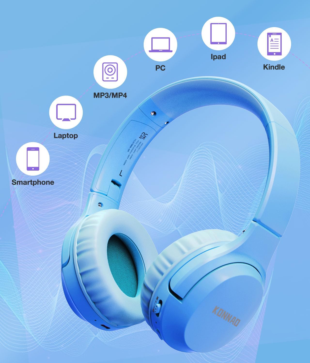 Thumbnail 3 de KONNAO Kids Headphones Wireless 60H