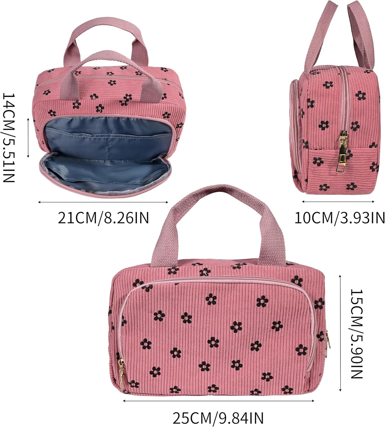Thumbnail 2 de Funtlend Corduroy Toiletry Bag for Women & Girls (Medium)