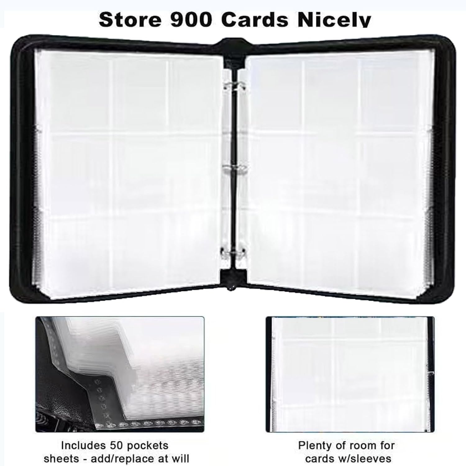Thumbnail 5 de YINGKEJI Card Binder Storage 900-Pocket Trading Card Binder with 3-Ring Clips (Red)