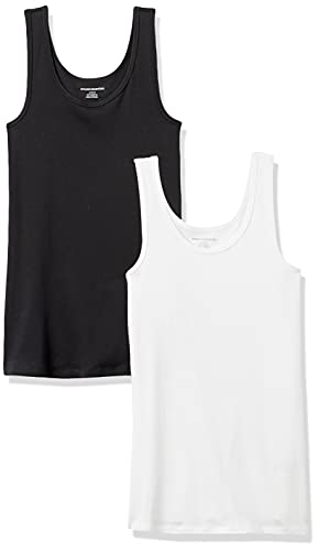 Detalle de Amazon Essentials 2-pack Tank para Mujer (Multicolor Black/White) – Talla X-Large