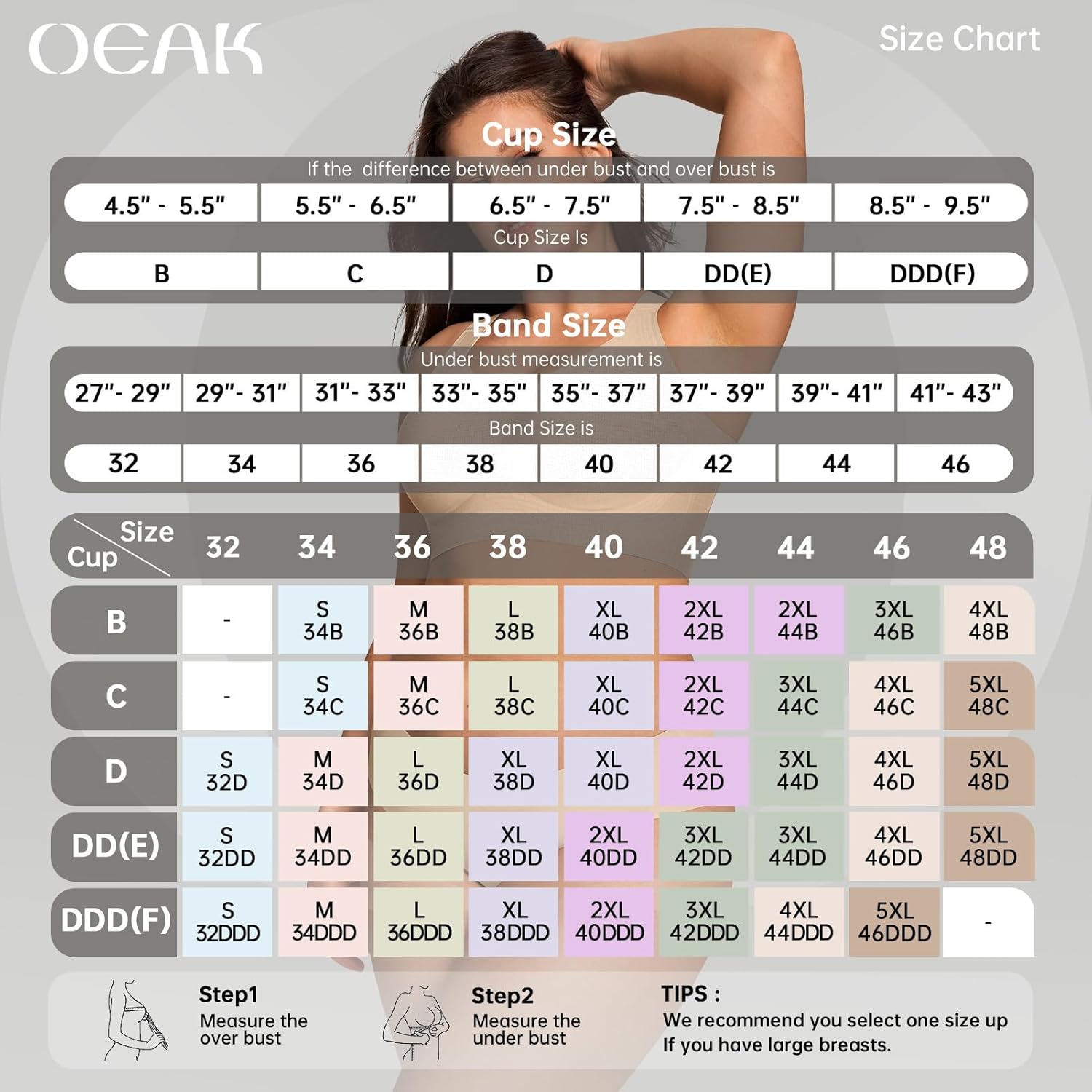 Thumbnail 5 de OEAK Women's Wireless Jelly Bra Plus Size: Full Coverage, No Underwire, Seamless T-Shirt Support
