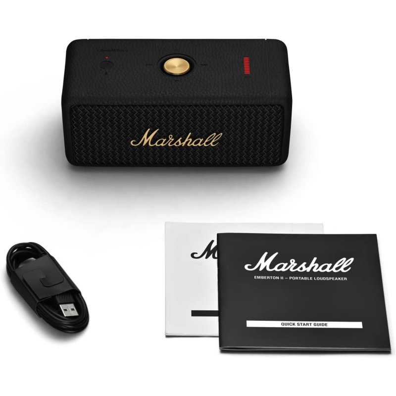 Detalle de Marshall Emberton II Altavoz Bluetooth Negro: potencia, autonomía y sonido True Stereophonic para llevar a cualquier sitio